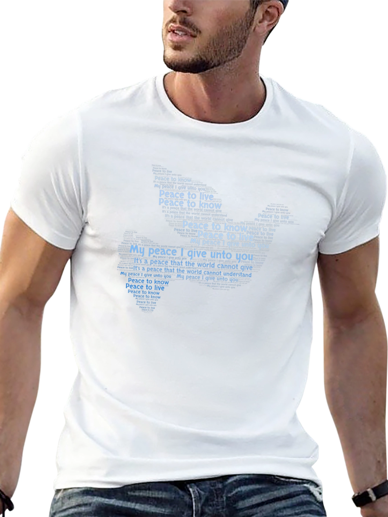 Peace Dove Word Art Graphic T-Shirt