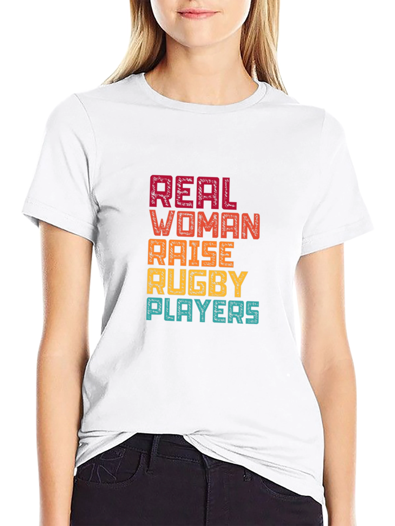 Real Women Raise Rugby Players Graphic T-Shirt