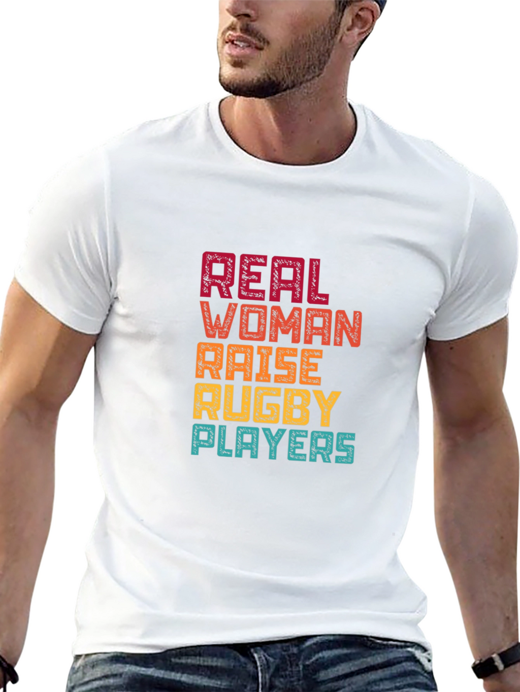 Real Women Raise Rugby Players Graphic T-Shirt