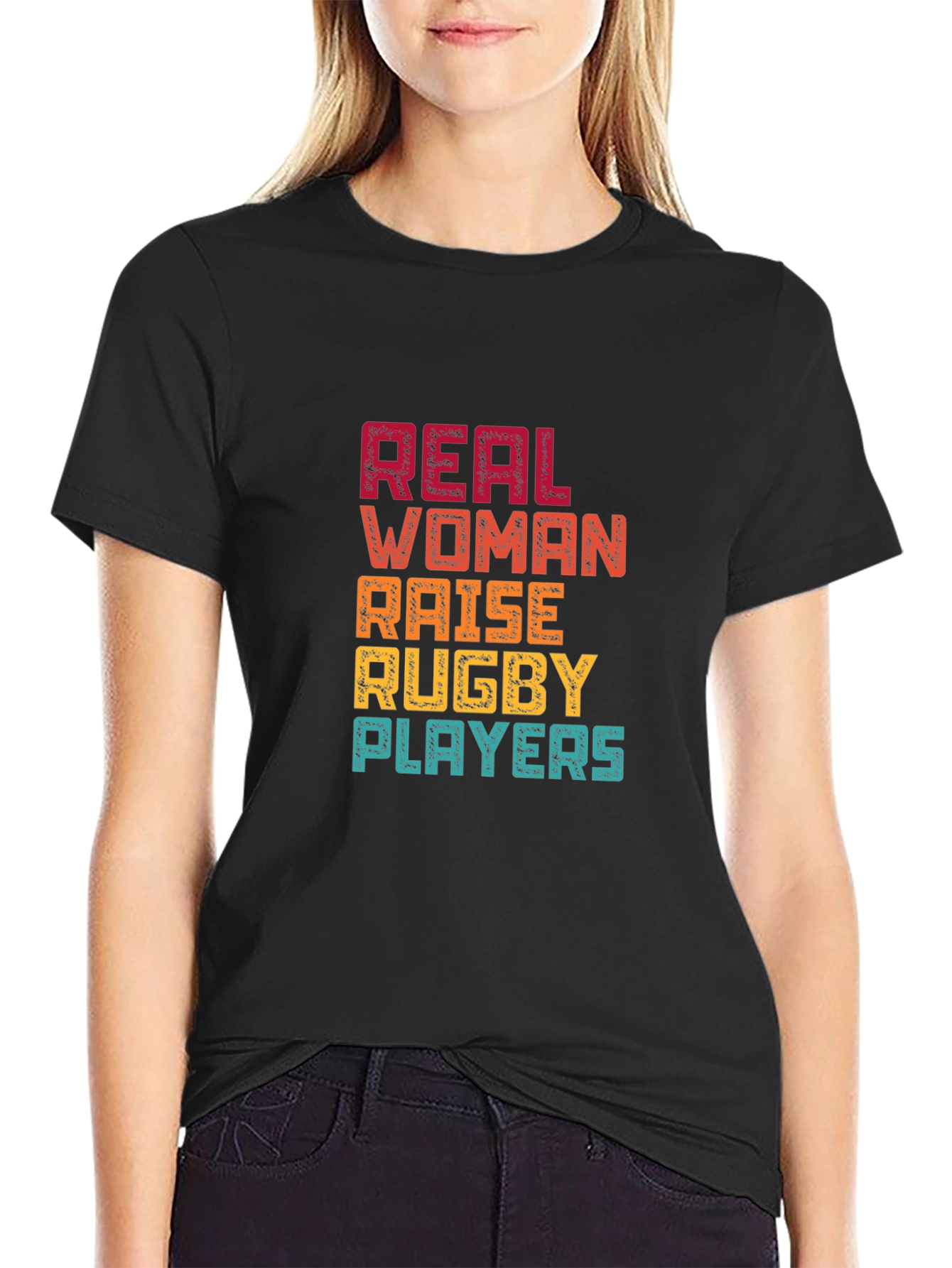 Real Women Raise Rugby Players Graphic T-Shirt