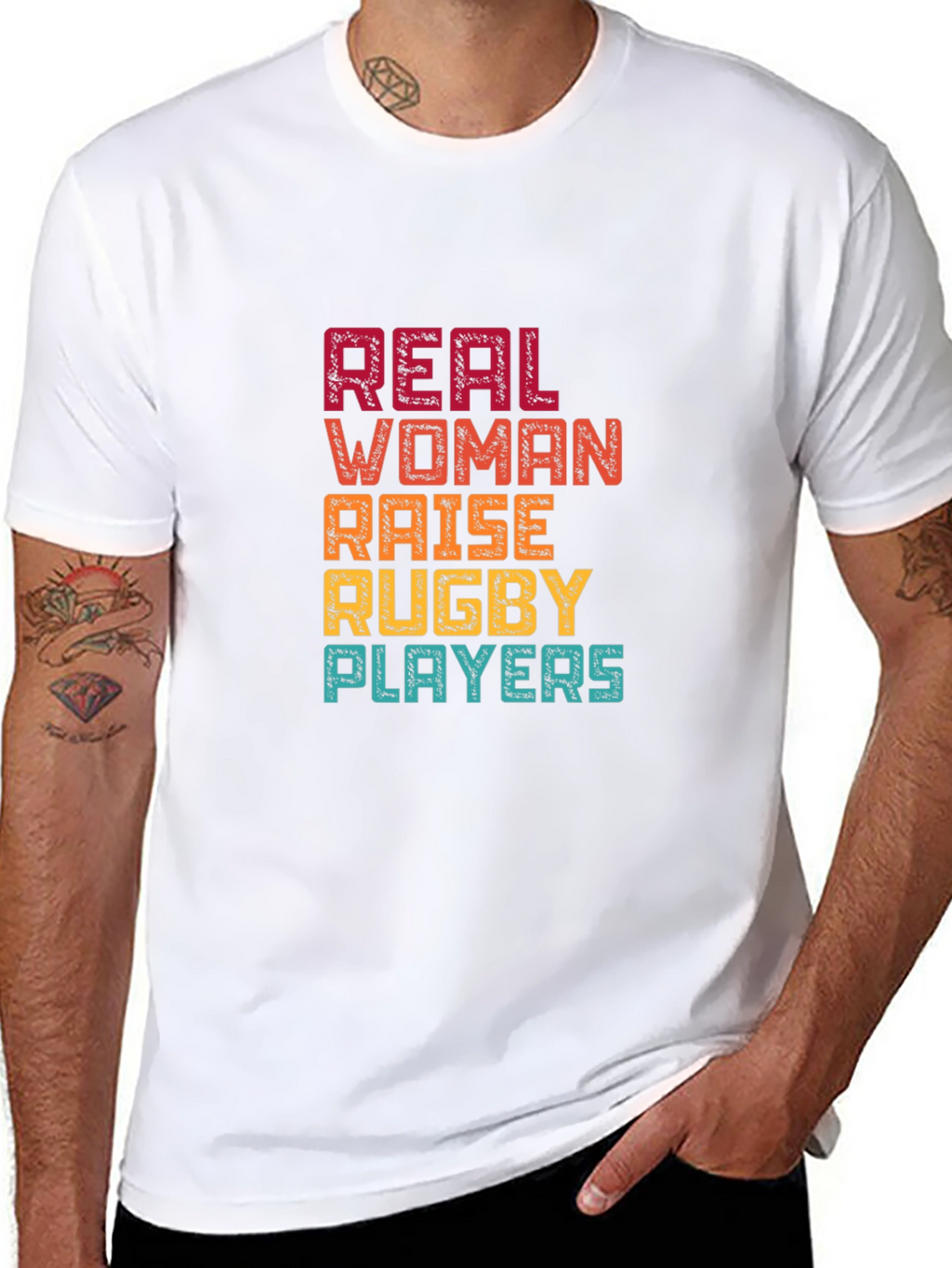 Real Women Raise Rugby Players Graphic T-Shirt
