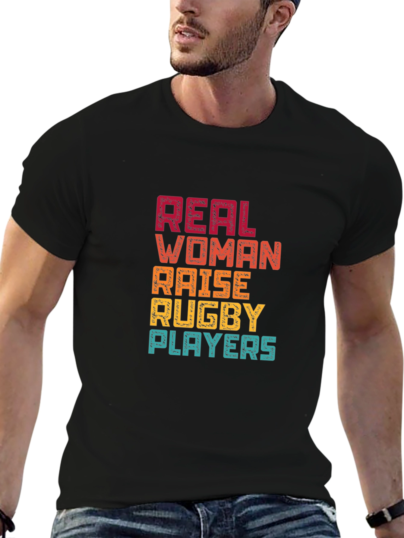 Real Women Raise Rugby Players Graphic T-Shirt