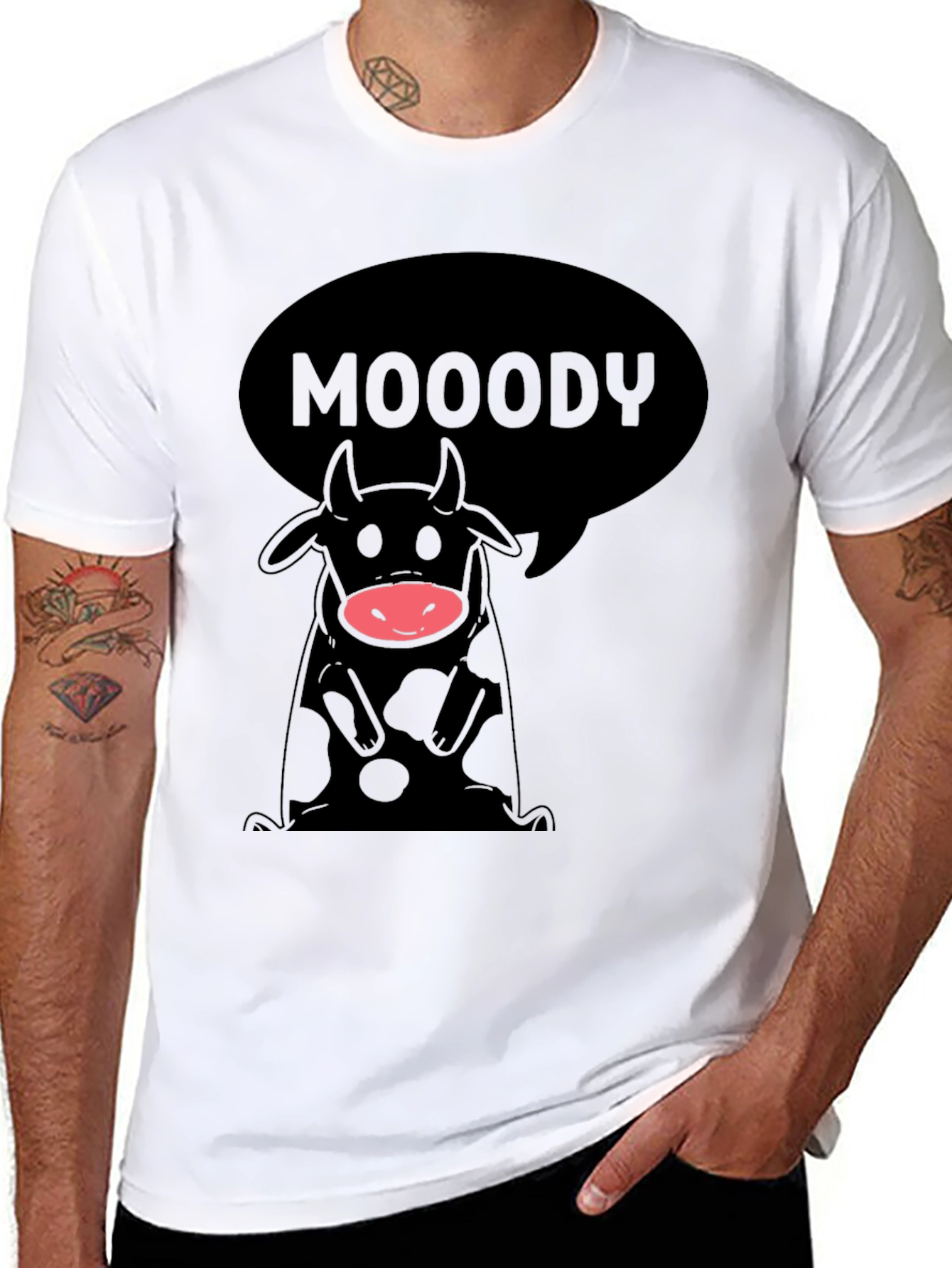Moody Cow Graphic Tee - Black Unisex Shirt