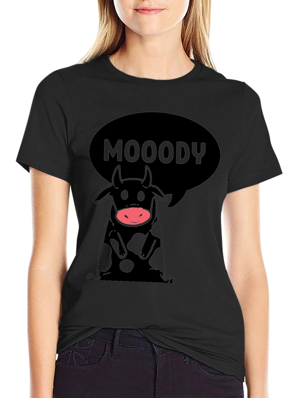 Moody Cow Graphic Tee - Black Unisex Shirt