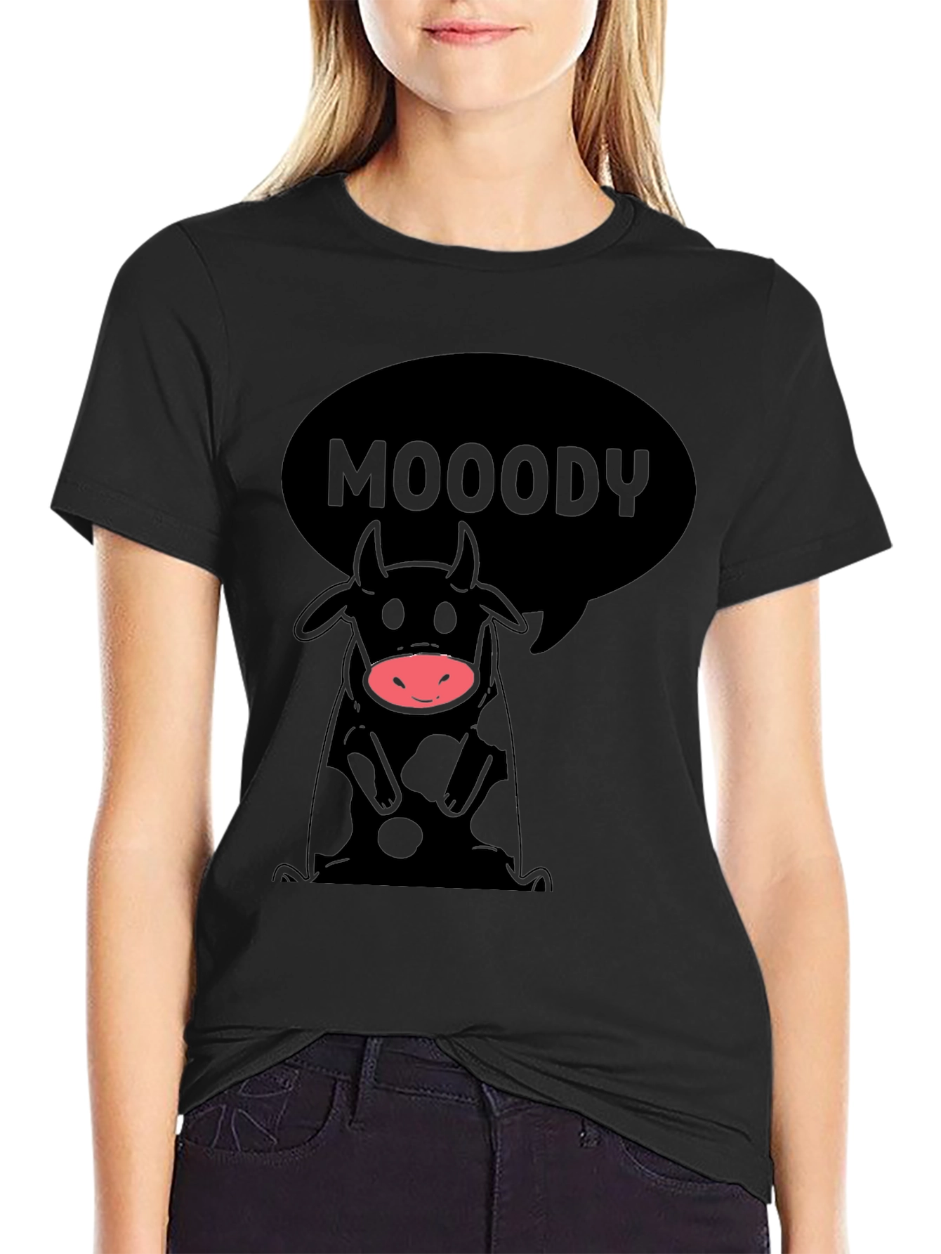 Moody Cow Graphic Tee - Black Unisex Shirt