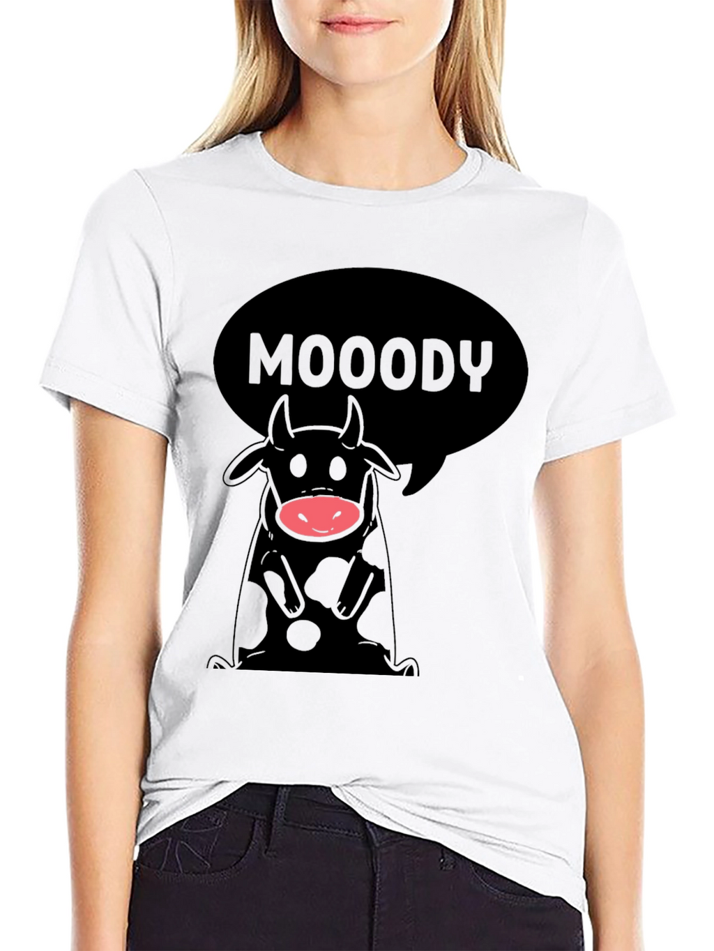 Moody Cow Graphic Tee - Black Unisex Shirt