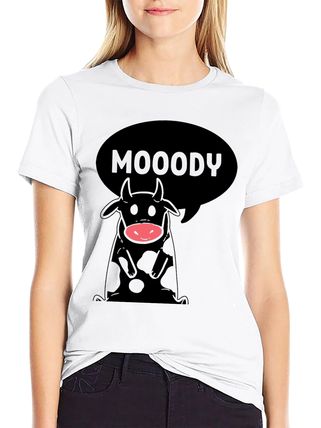 Moody Cow Graphic Tee - Black Unisex Shirt