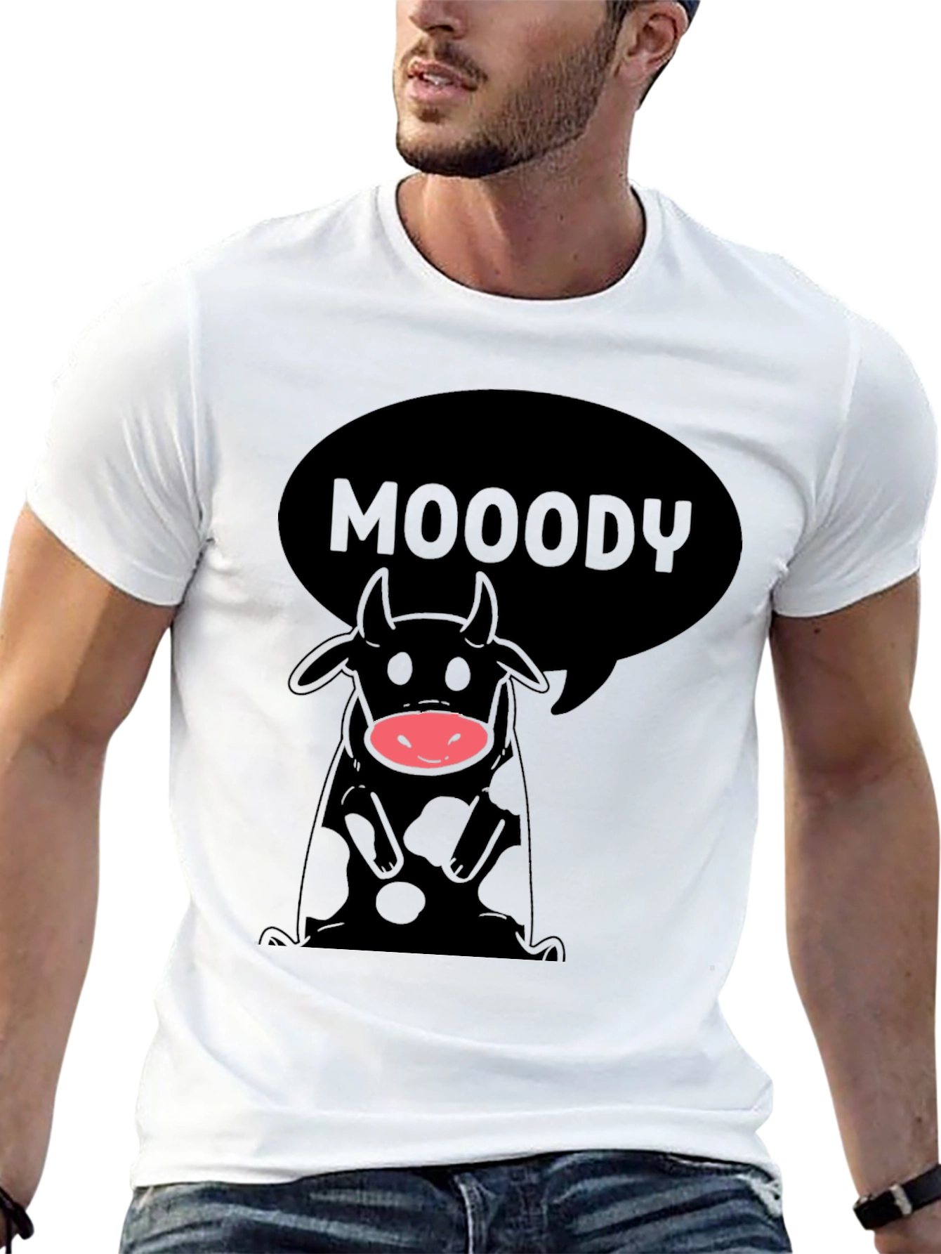 Moody Cow Graphic Tee - Black Unisex Shirt