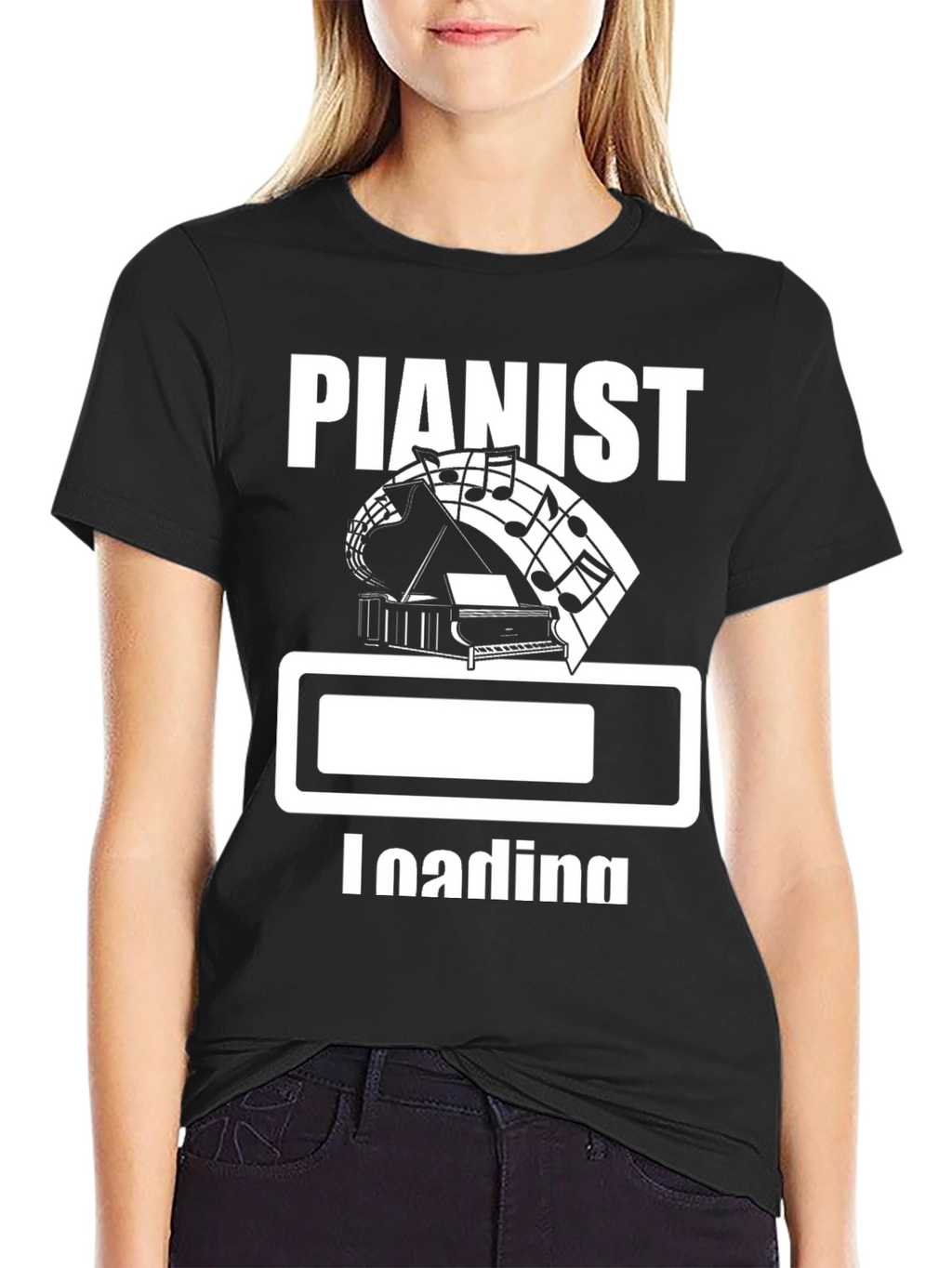Pianist Loading Black Graphic Tee Shirt