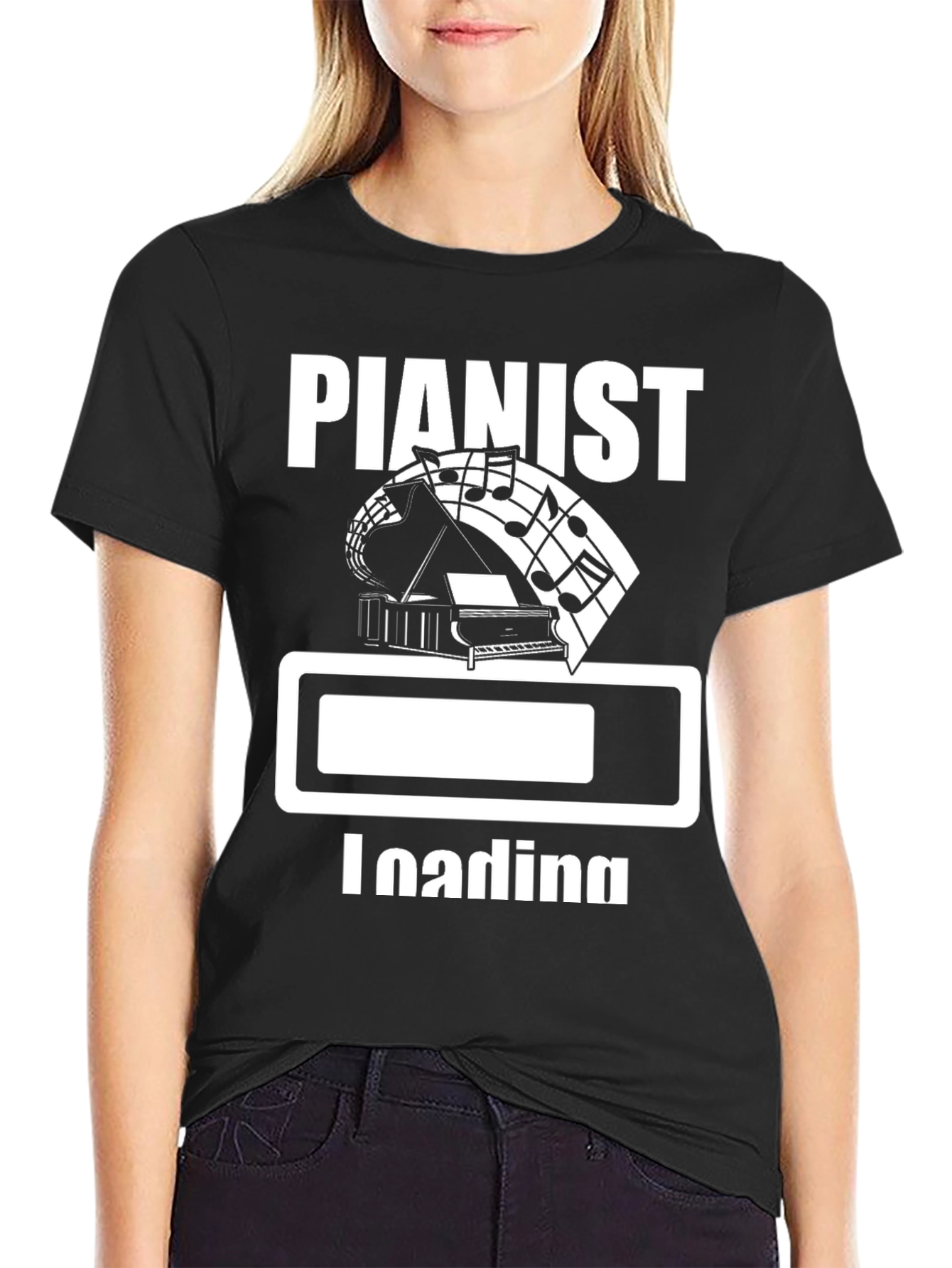 Pianist Loading Black Graphic Tee Shirt