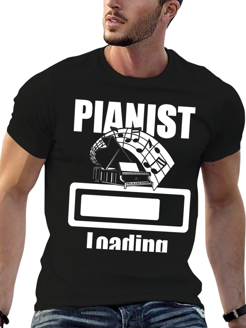 Pianist Loading Black Graphic Tee Shirt
