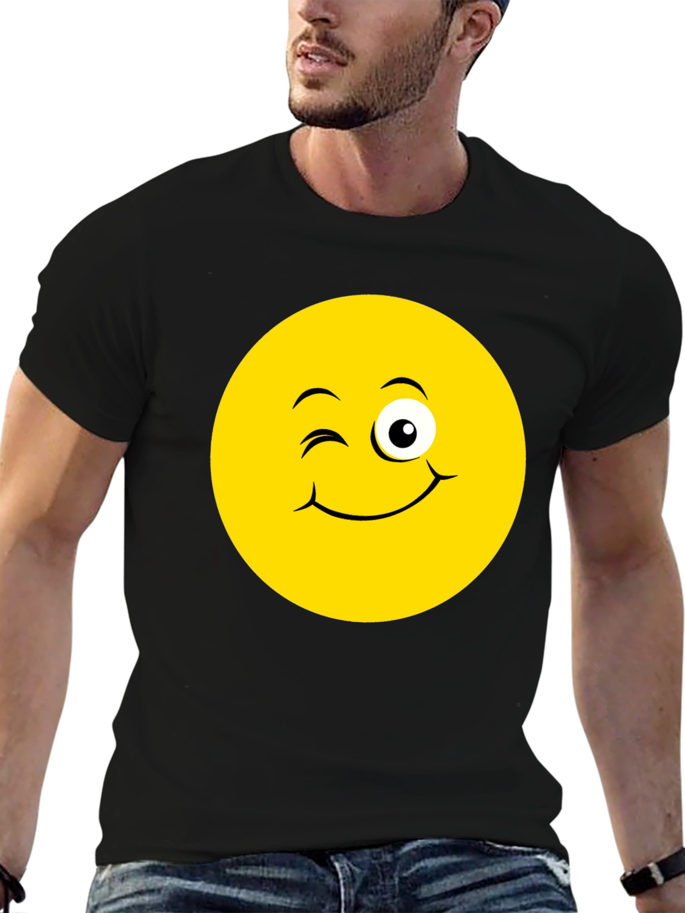 Winking Emoji Black T-Shirt