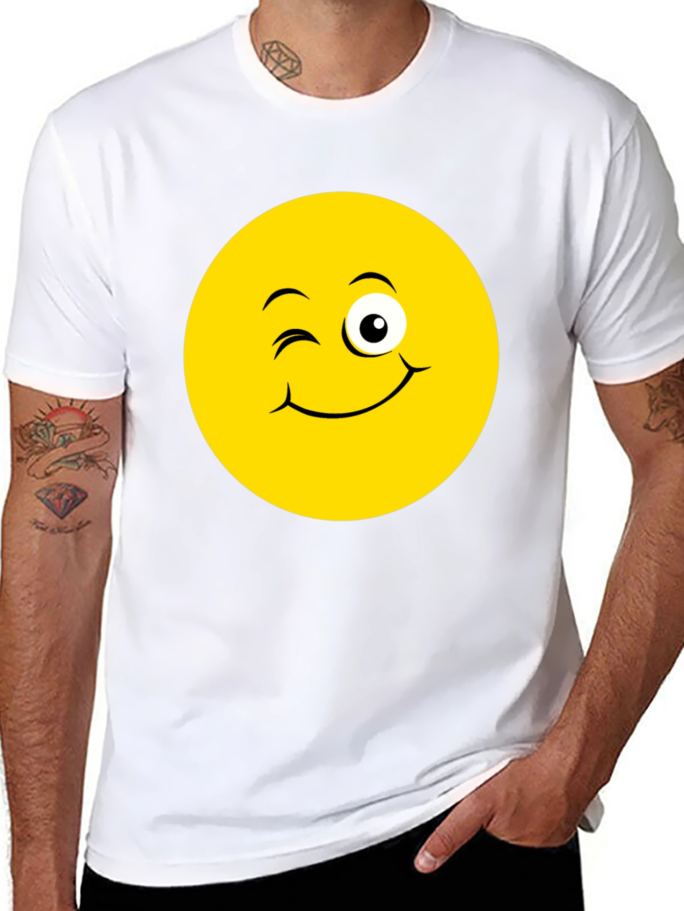 Winking Emoji Black T-Shirt