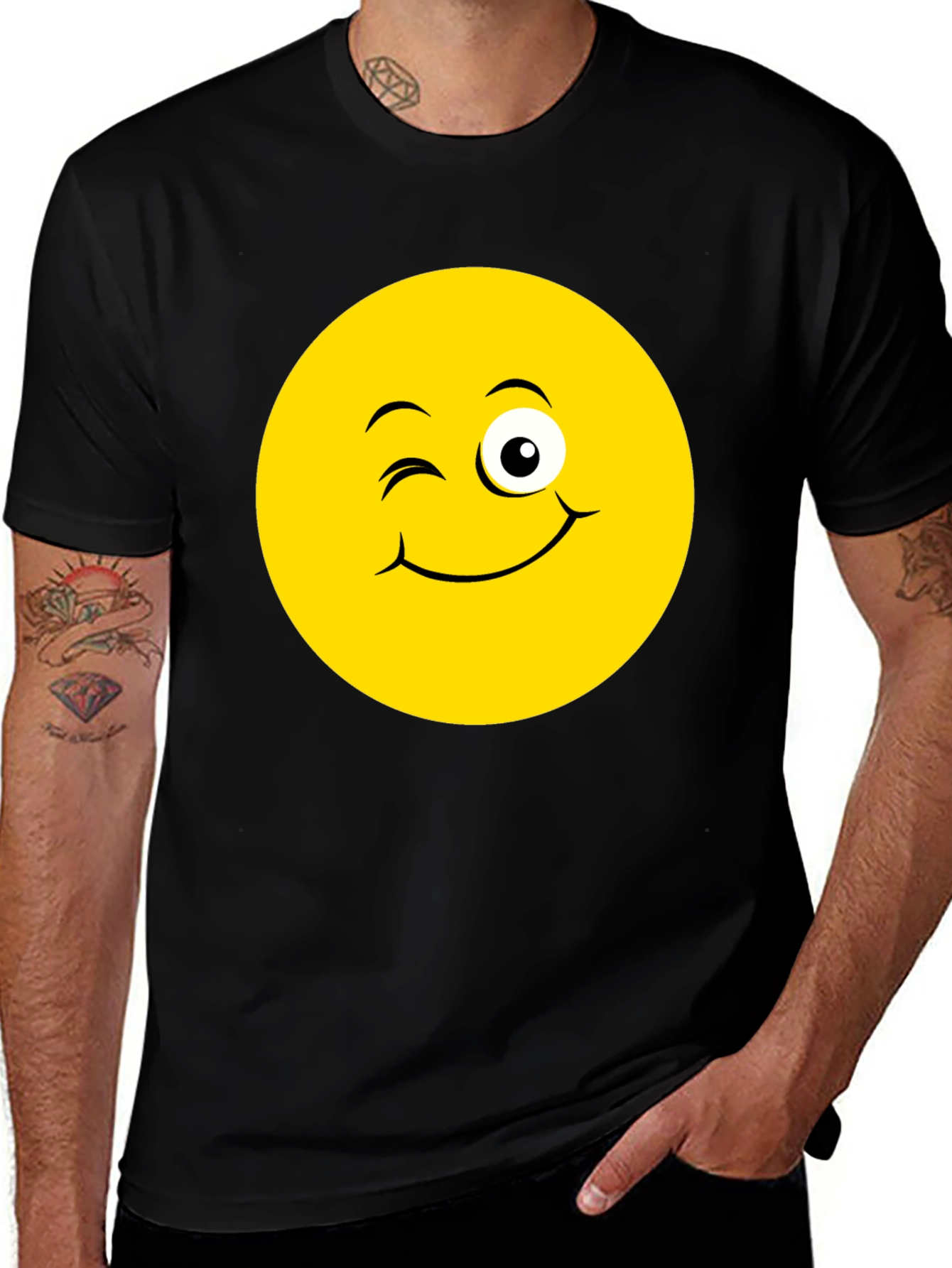 Winking Emoji Black T-Shirt