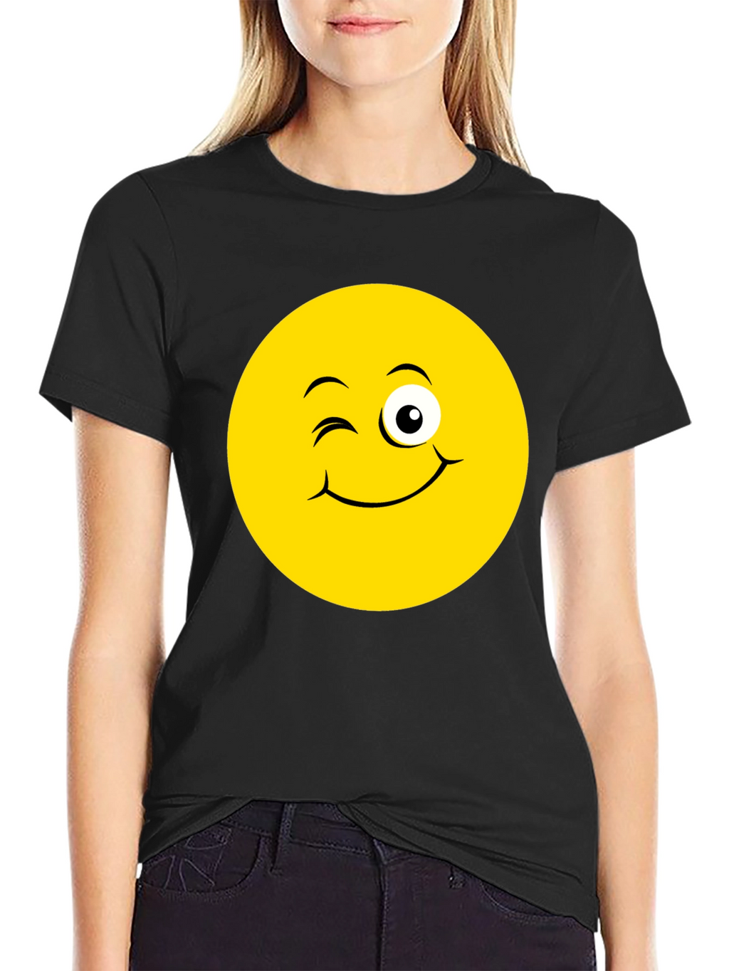 Winking Emoji Black T-Shirt