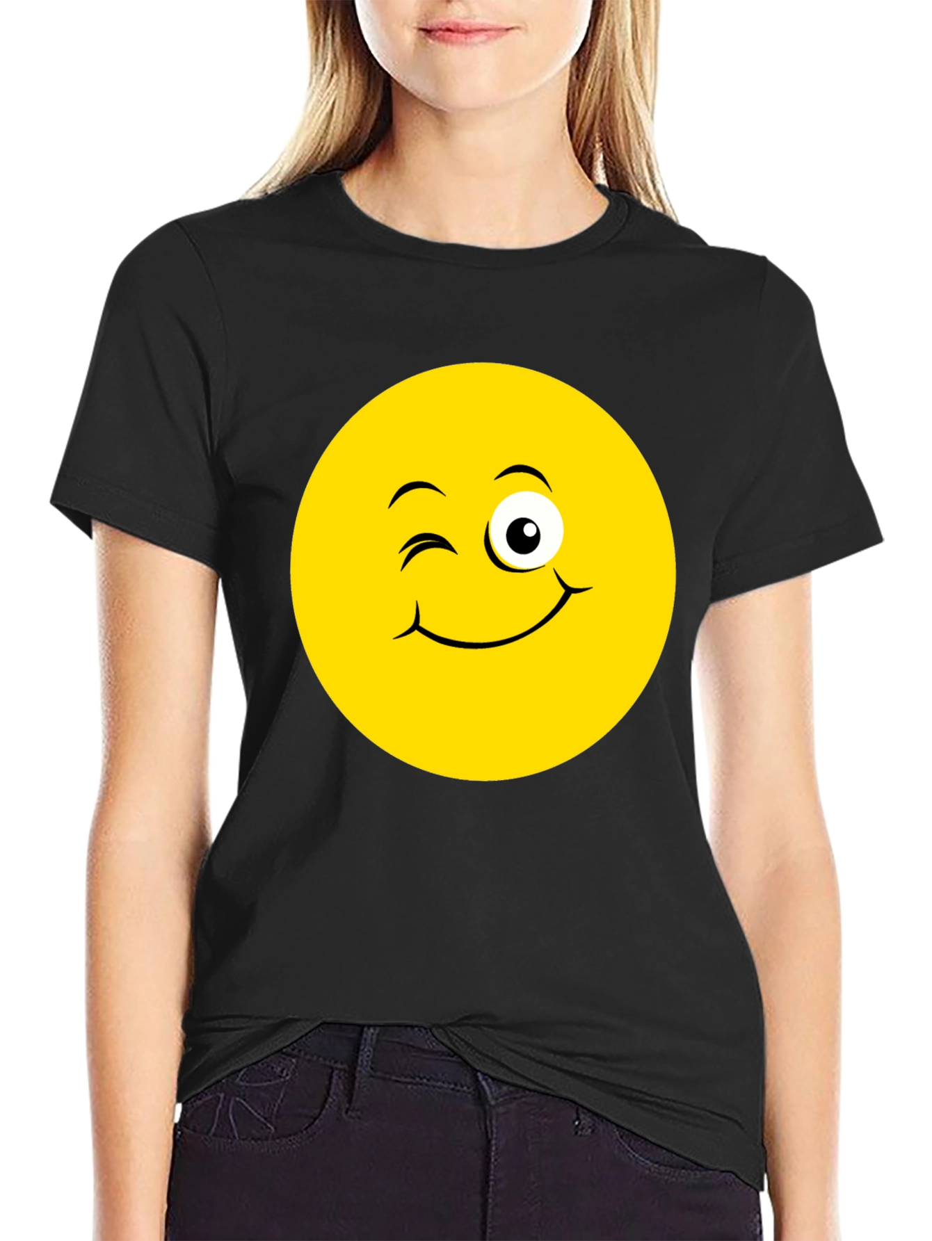 Winking Emoji Black T-Shirt