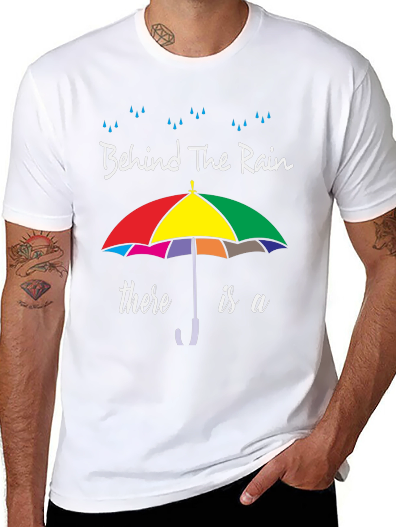 Behind The Rain Umbrella Graphic T-Shirt