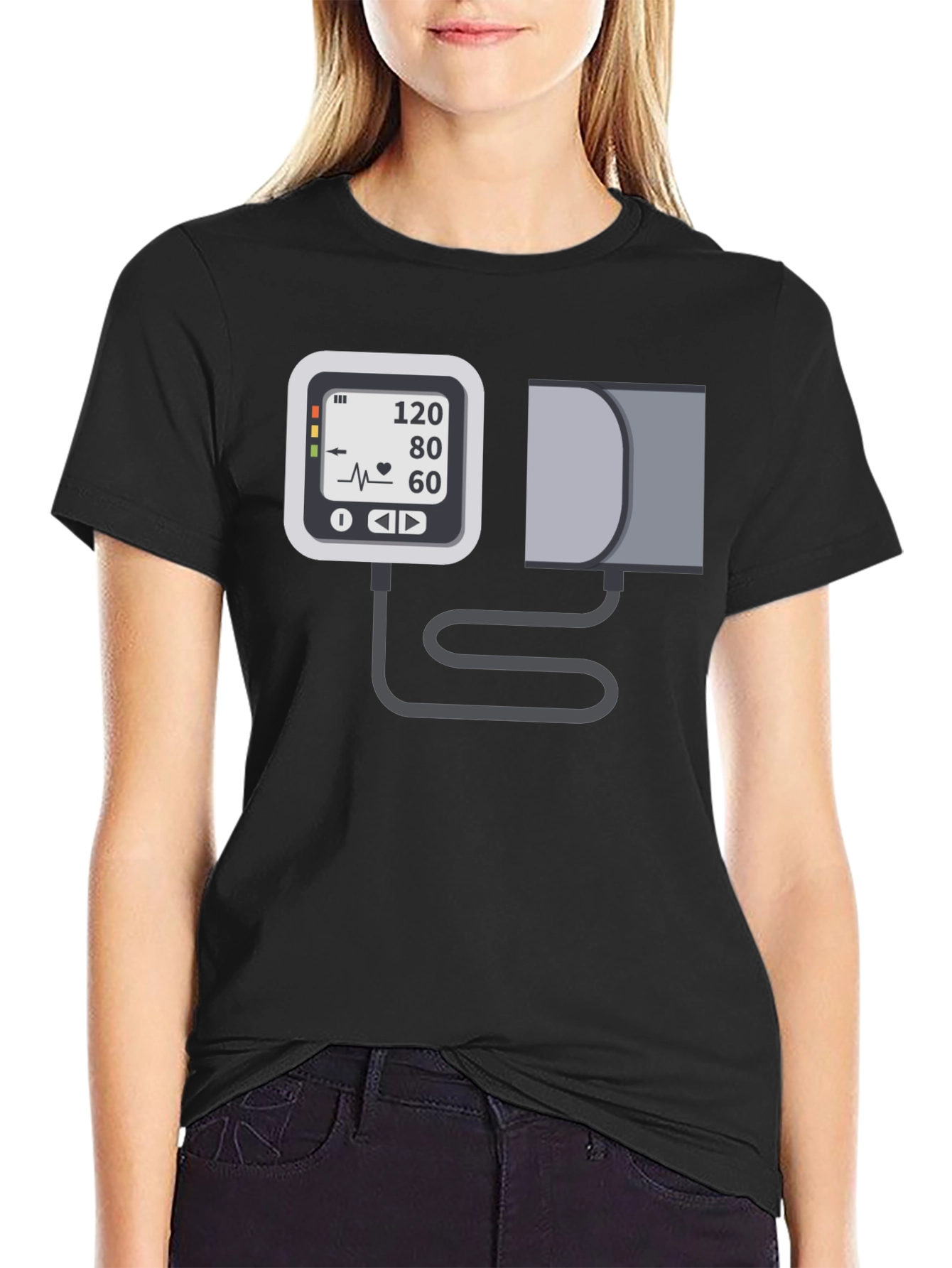 Blood Pressure Monitor Graphic Tee - Black