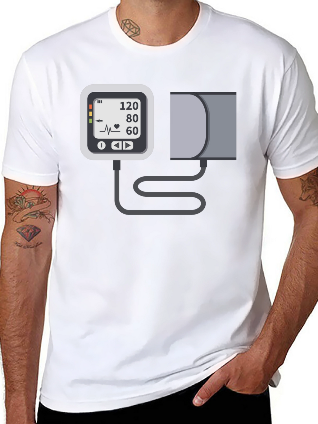 Blood Pressure Monitor Graphic Tee - Black