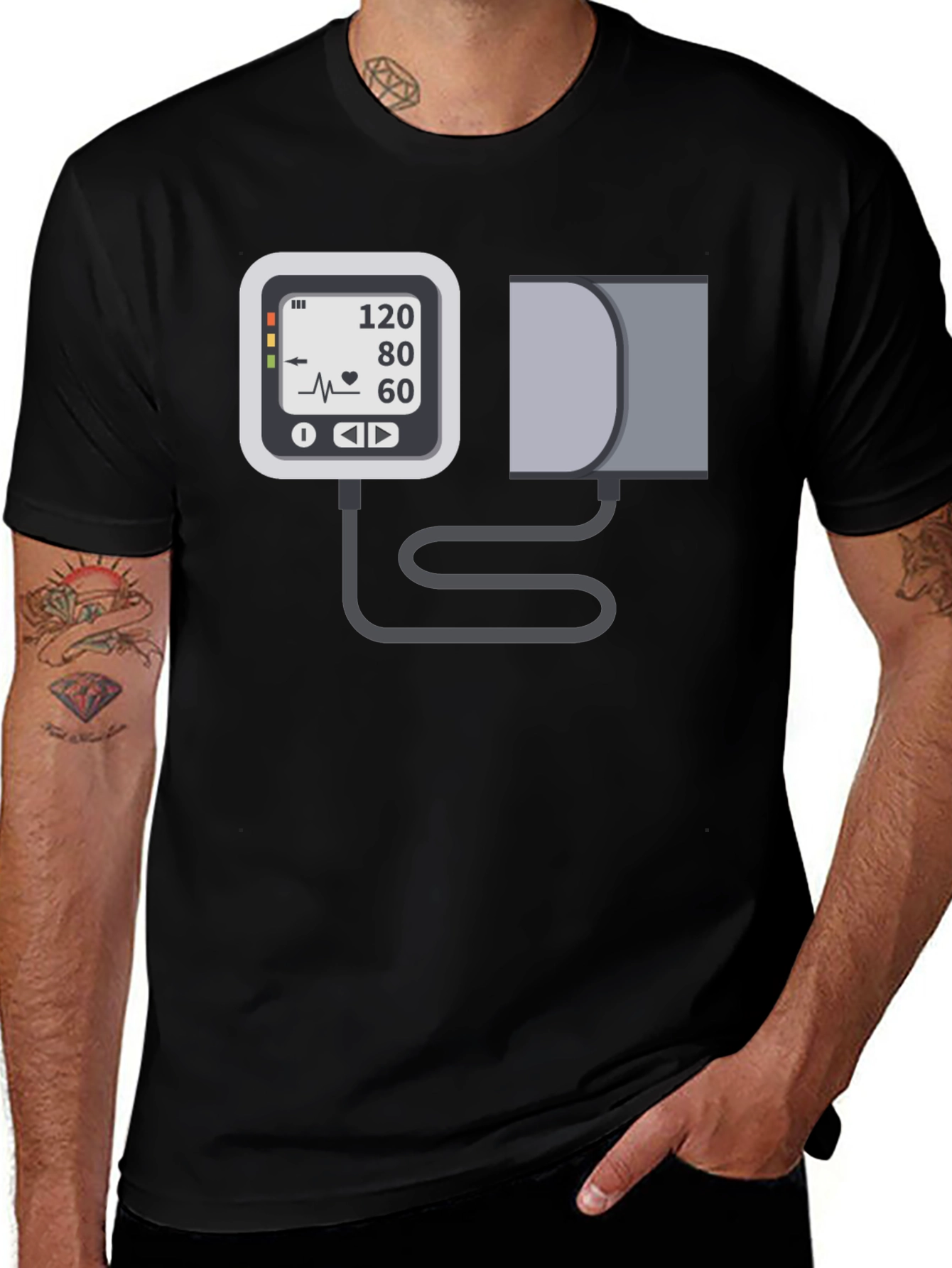 Blood Pressure Monitor Graphic Tee - Black