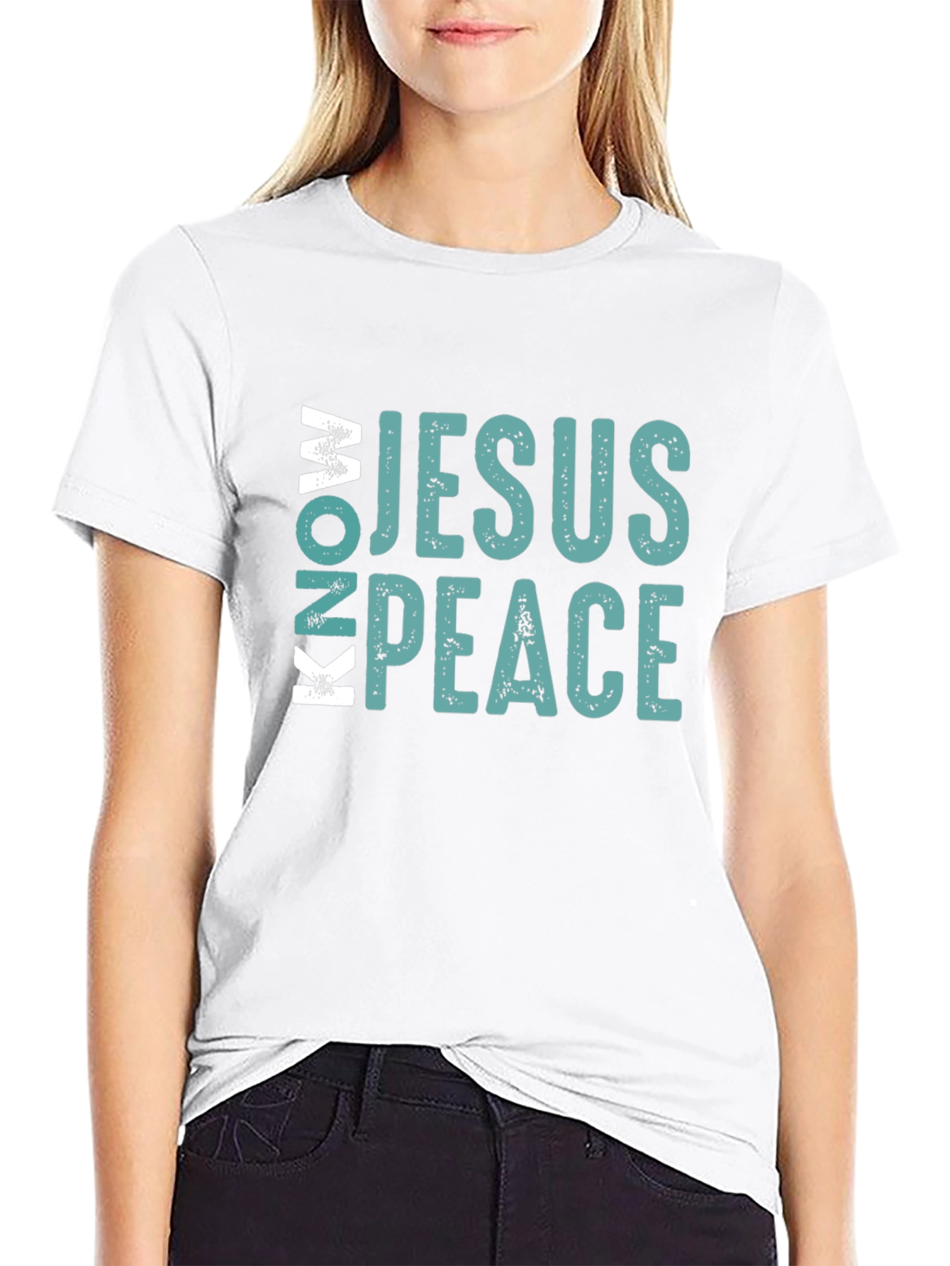 Know Jesus Know Peace Black Cotton Tee