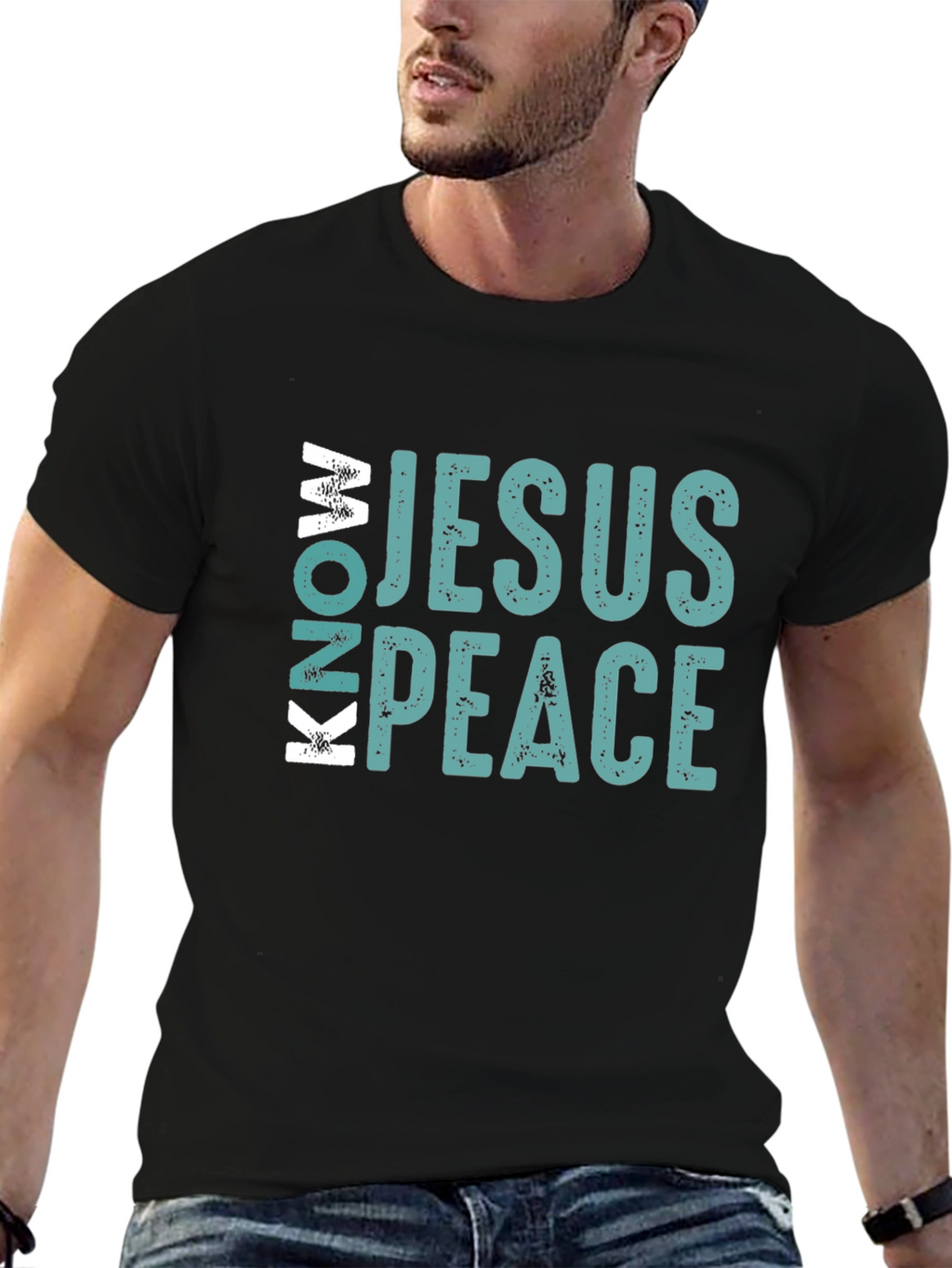 Know Jesus Know Peace Black Cotton Tee