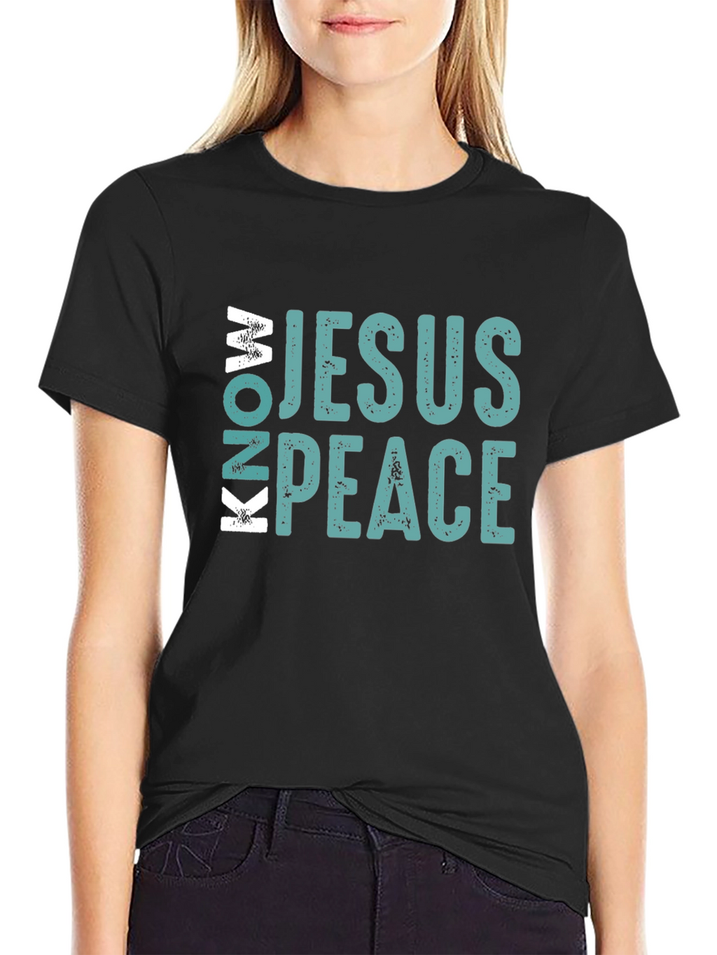 Know Jesus Know Peace Black Cotton Tee