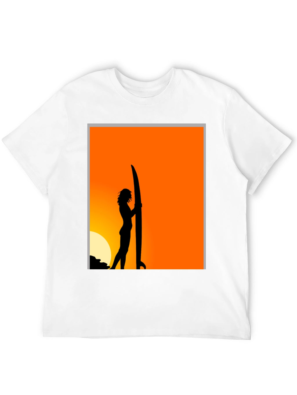 Sunset Surfer Graphic Tee - Black Cotton T-Shirt