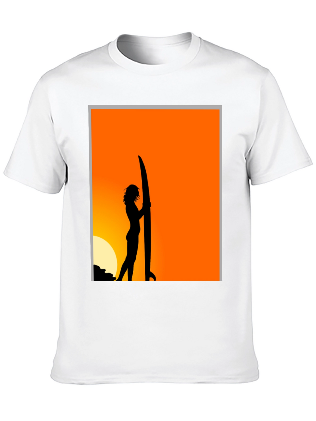 Sunset Surfer Graphic Tee - Black Cotton T-Shirt
