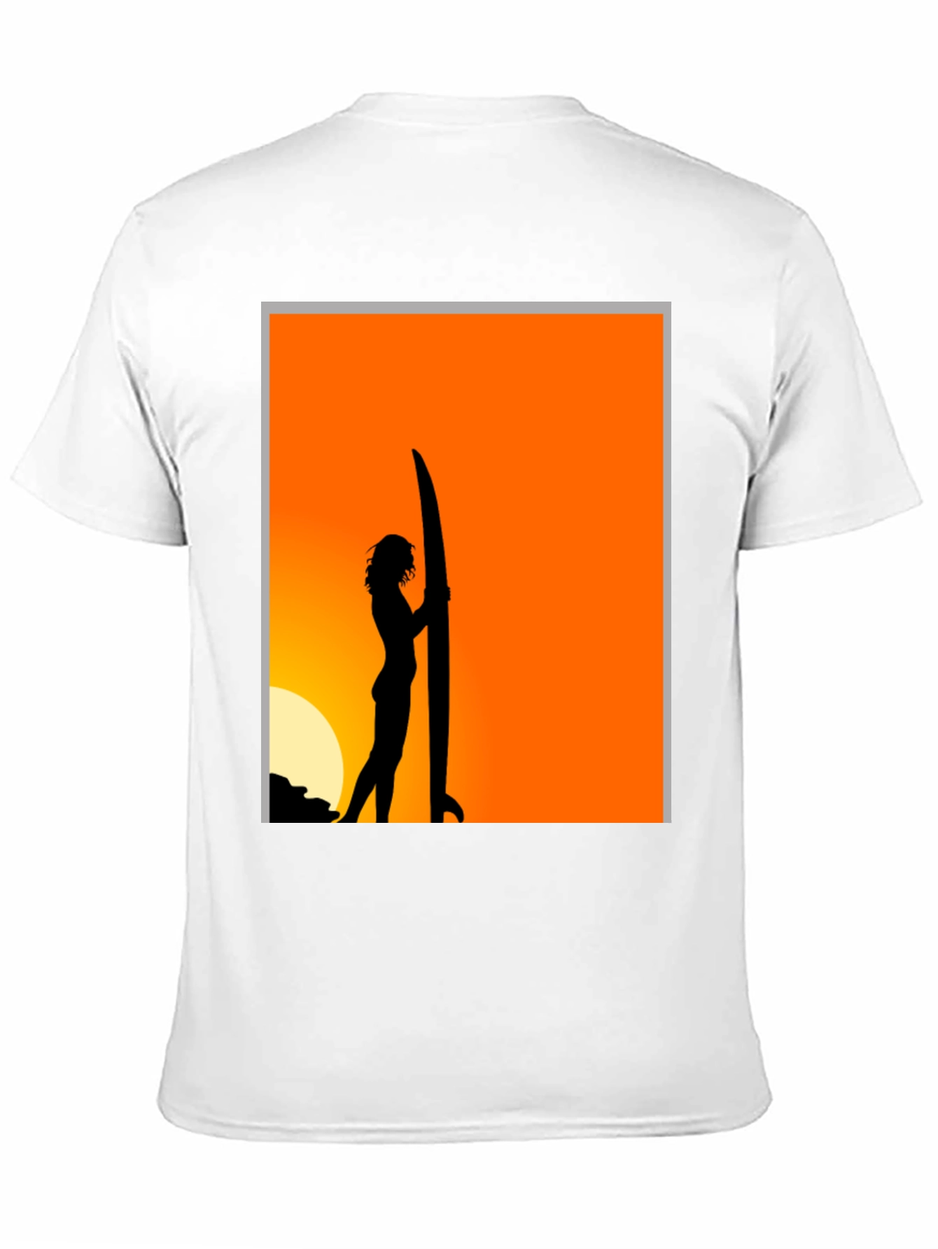 Sunset Surfer Graphic Tee - Black Cotton T-Shirt