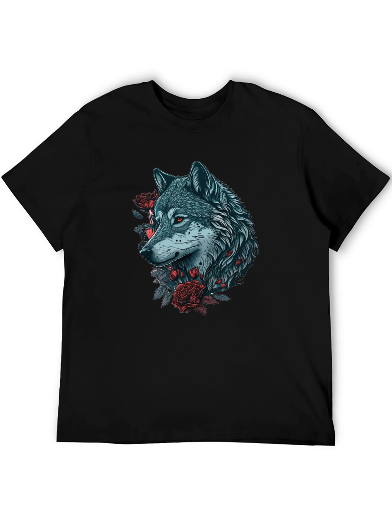 Wolf & Roses Graphic T-Shirt - Unique Design