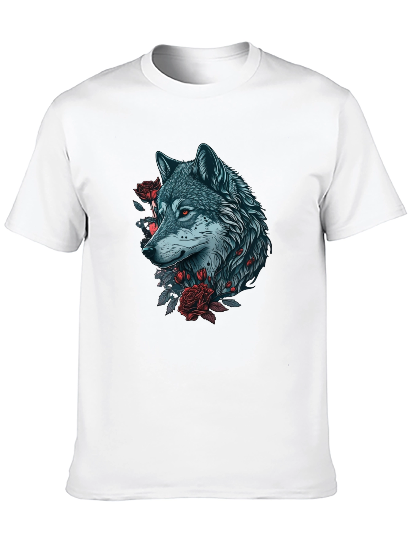 Wolf & Roses Graphic T-Shirt - Unique Design