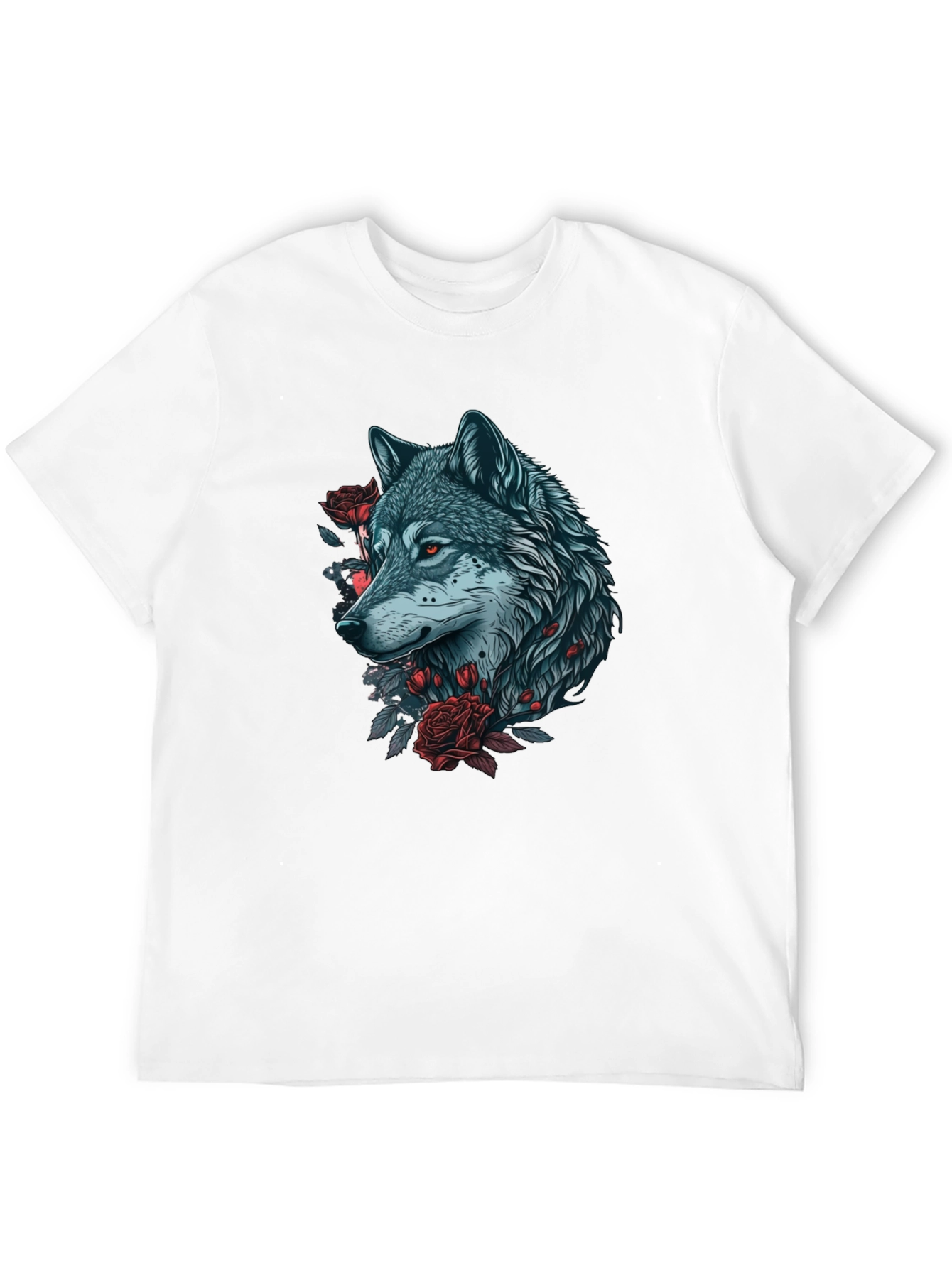 Wolf & Roses Graphic T-Shirt - Unique Design