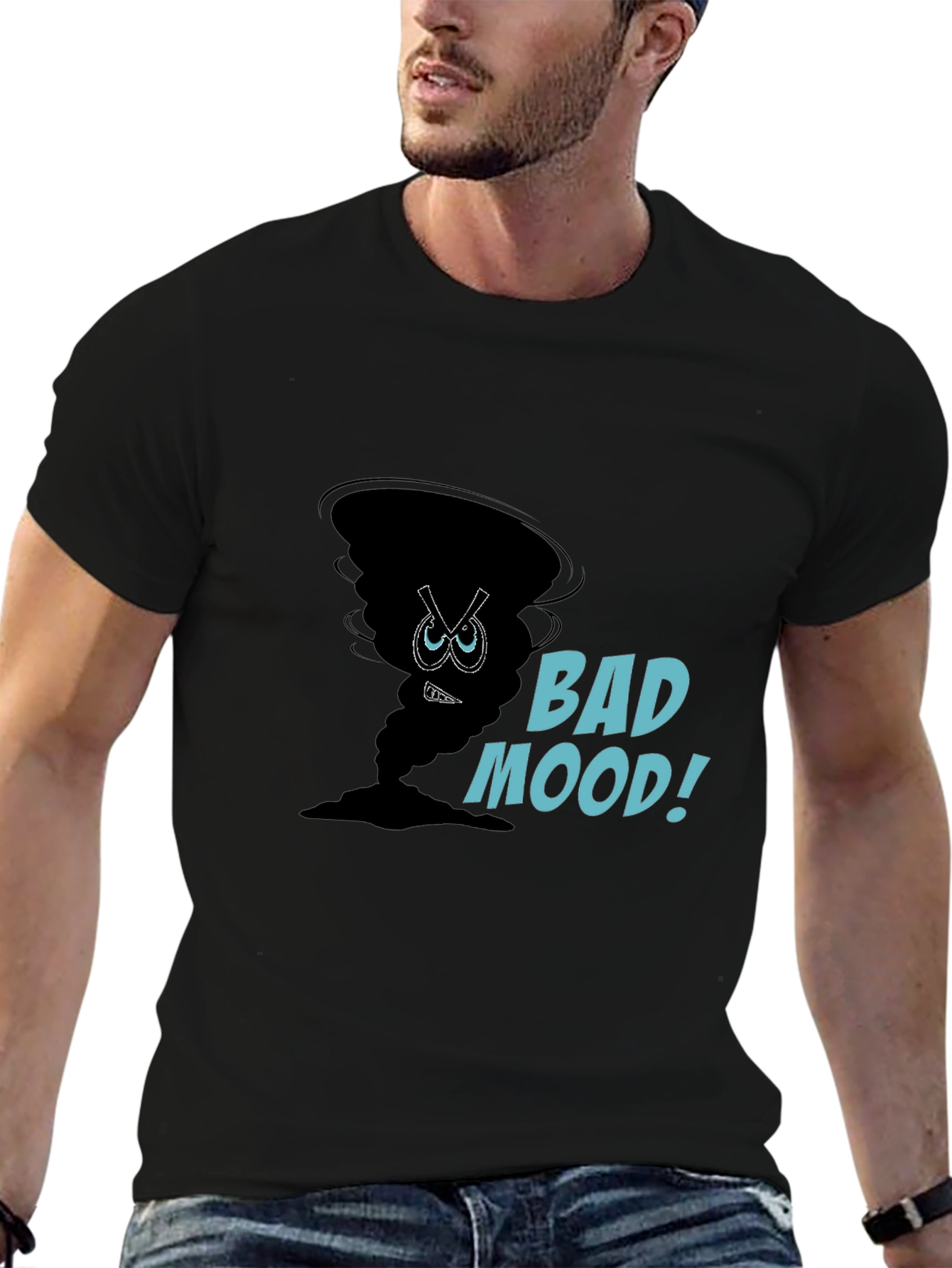 Bad Mood Graphic Tee - Soft Cotton Black T-Shirt