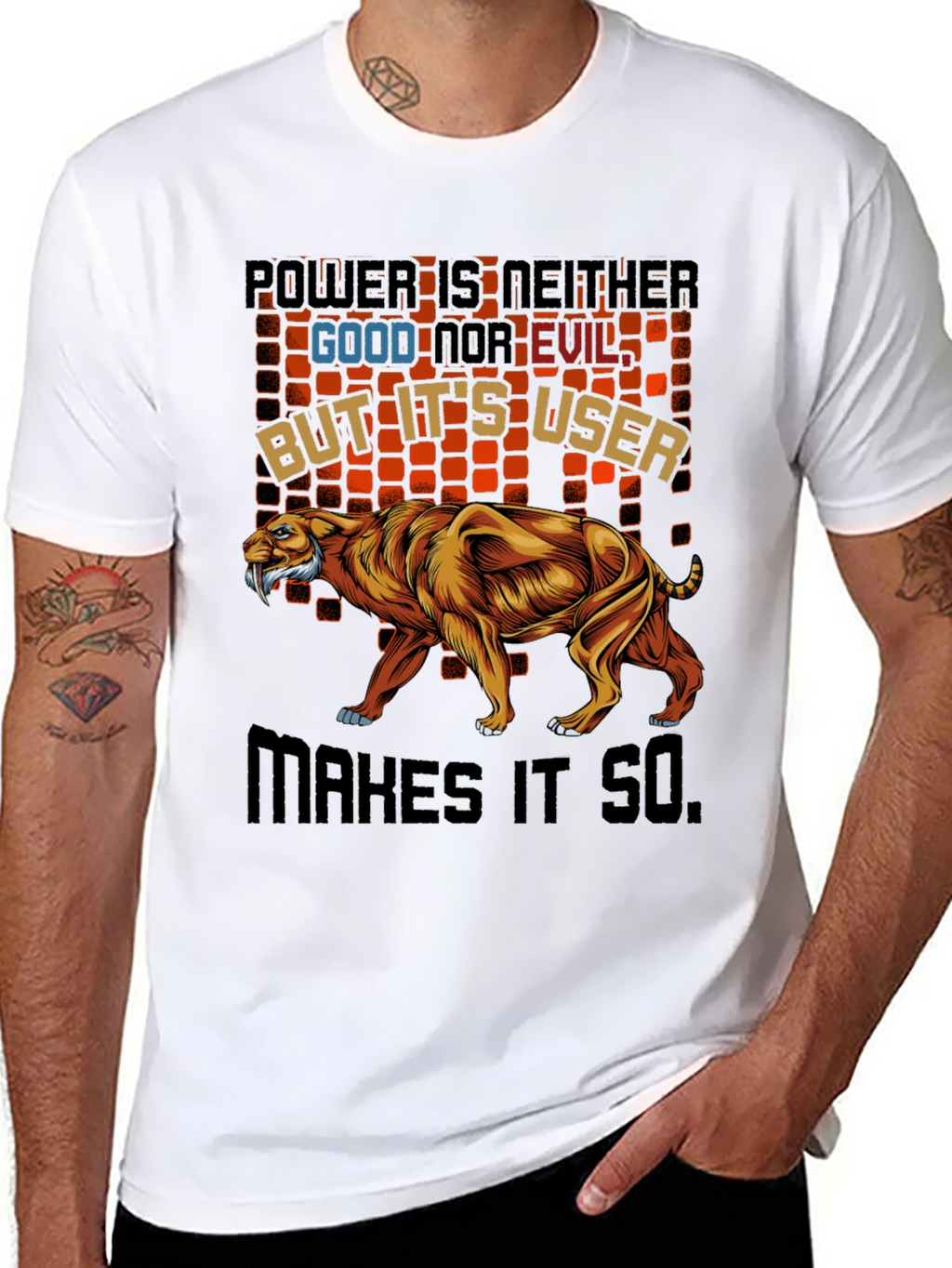 Power T-Shirt Featuring Saber-Tooth Tiger Graphic