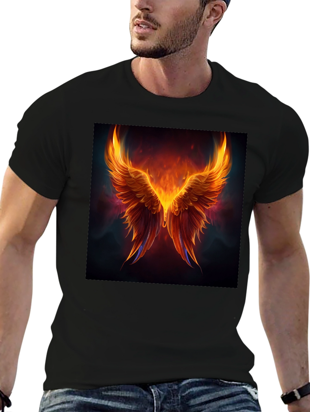 Phoenix Wings Graphic Black T-Shirt