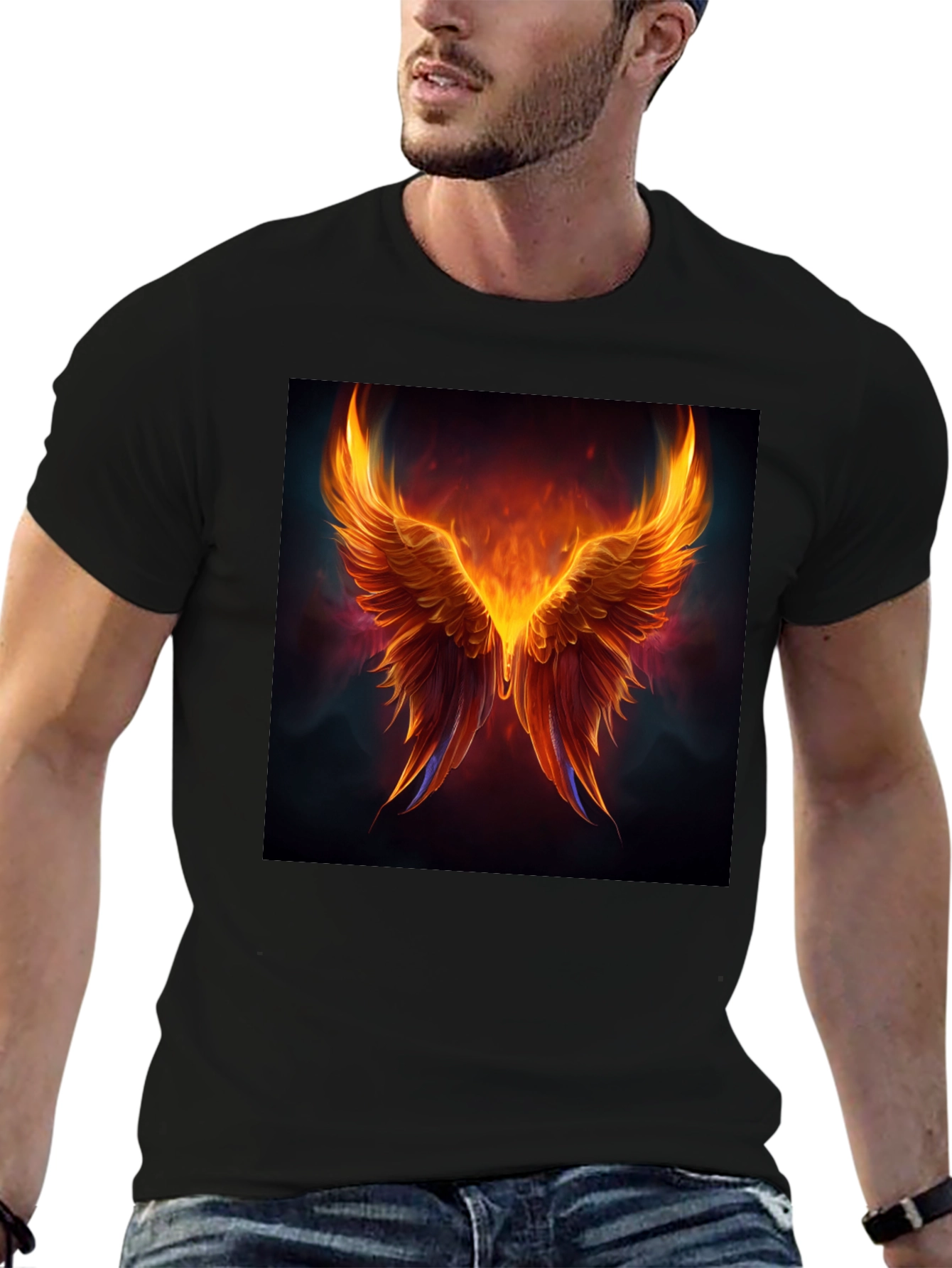 Phoenix Wings Graphic Black T-Shirt