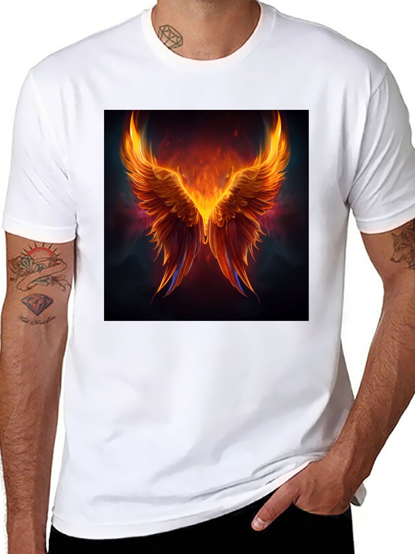 Phoenix Wings Graphic Black T-Shirt