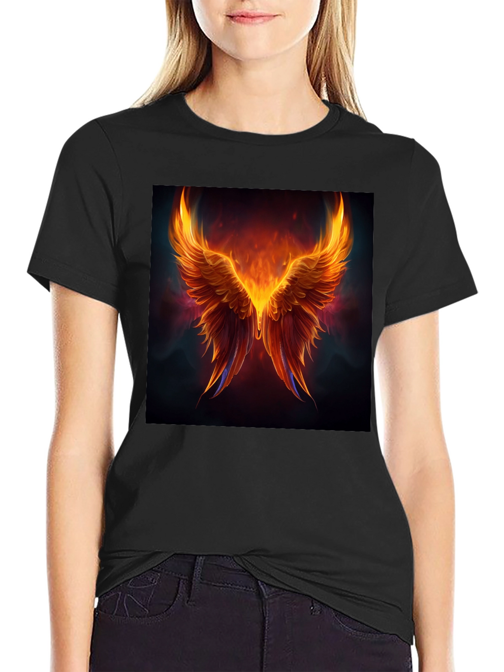 Phoenix Wings Graphic Black T-Shirt