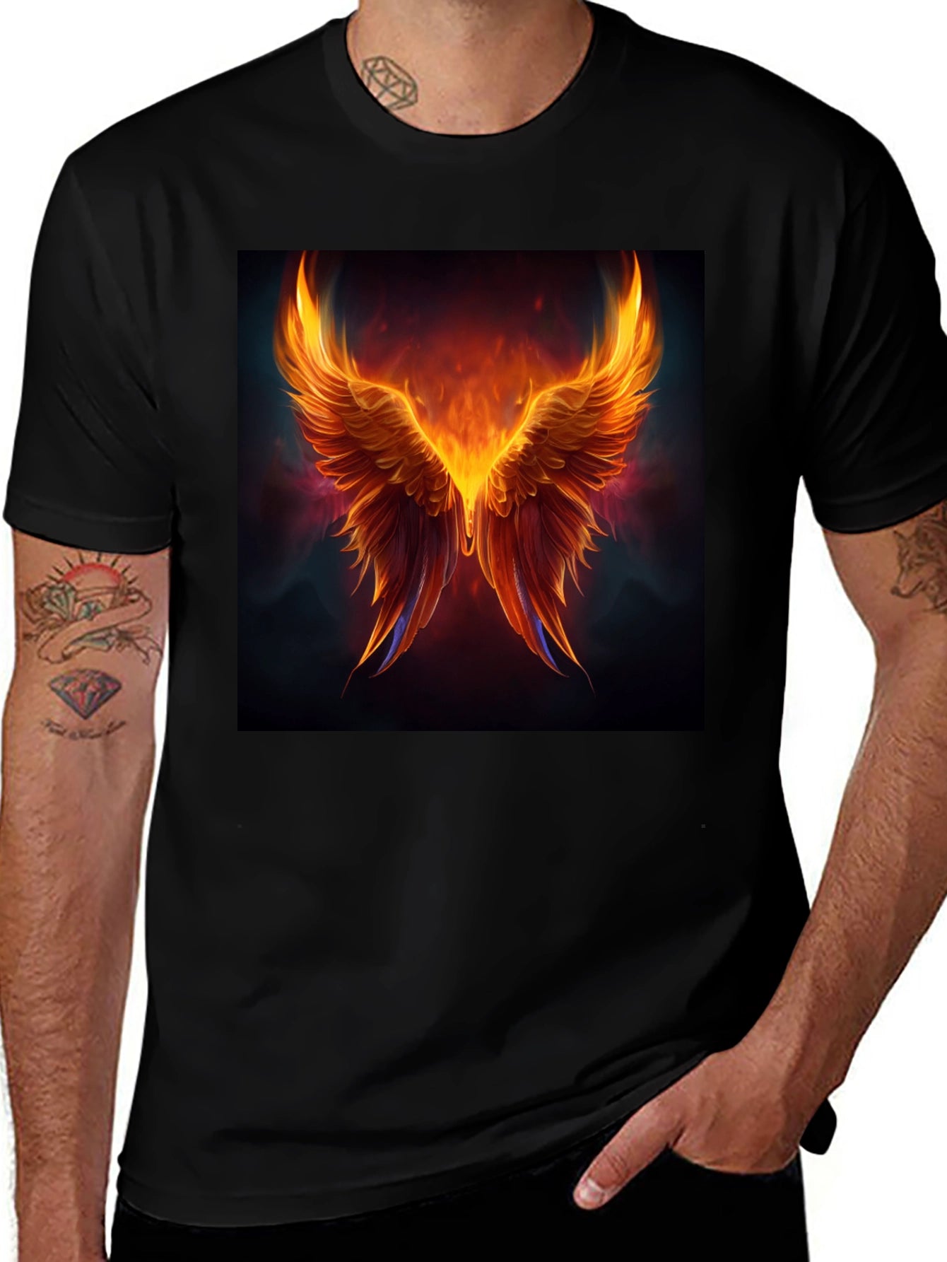 Phoenix Wings Graphic Black T-Shirt
