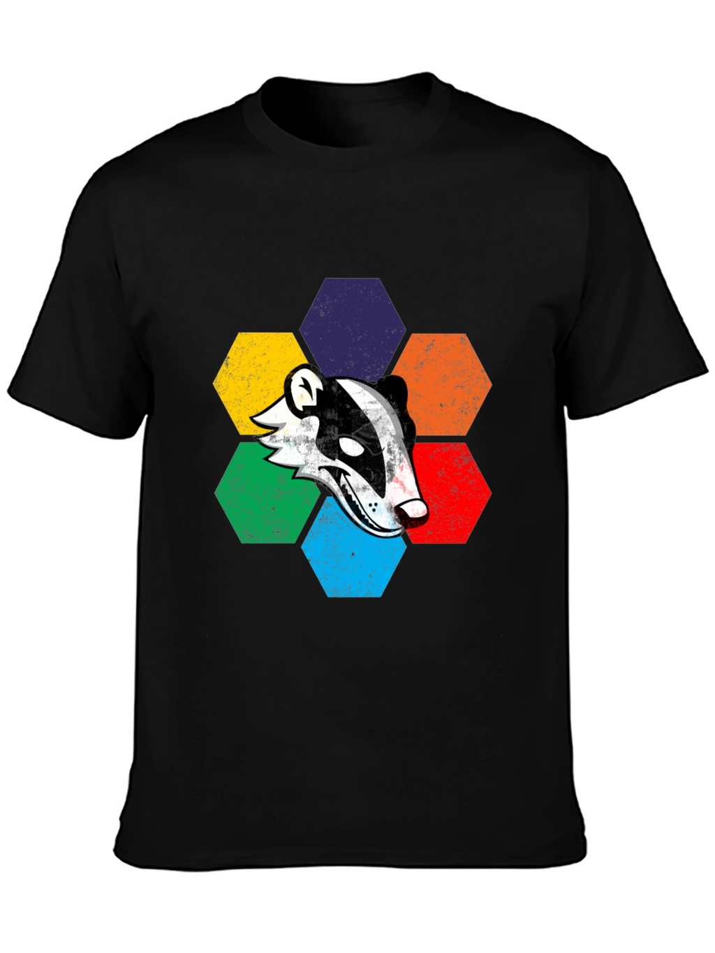Retro Badger Hexagon Graphic T-Shirt