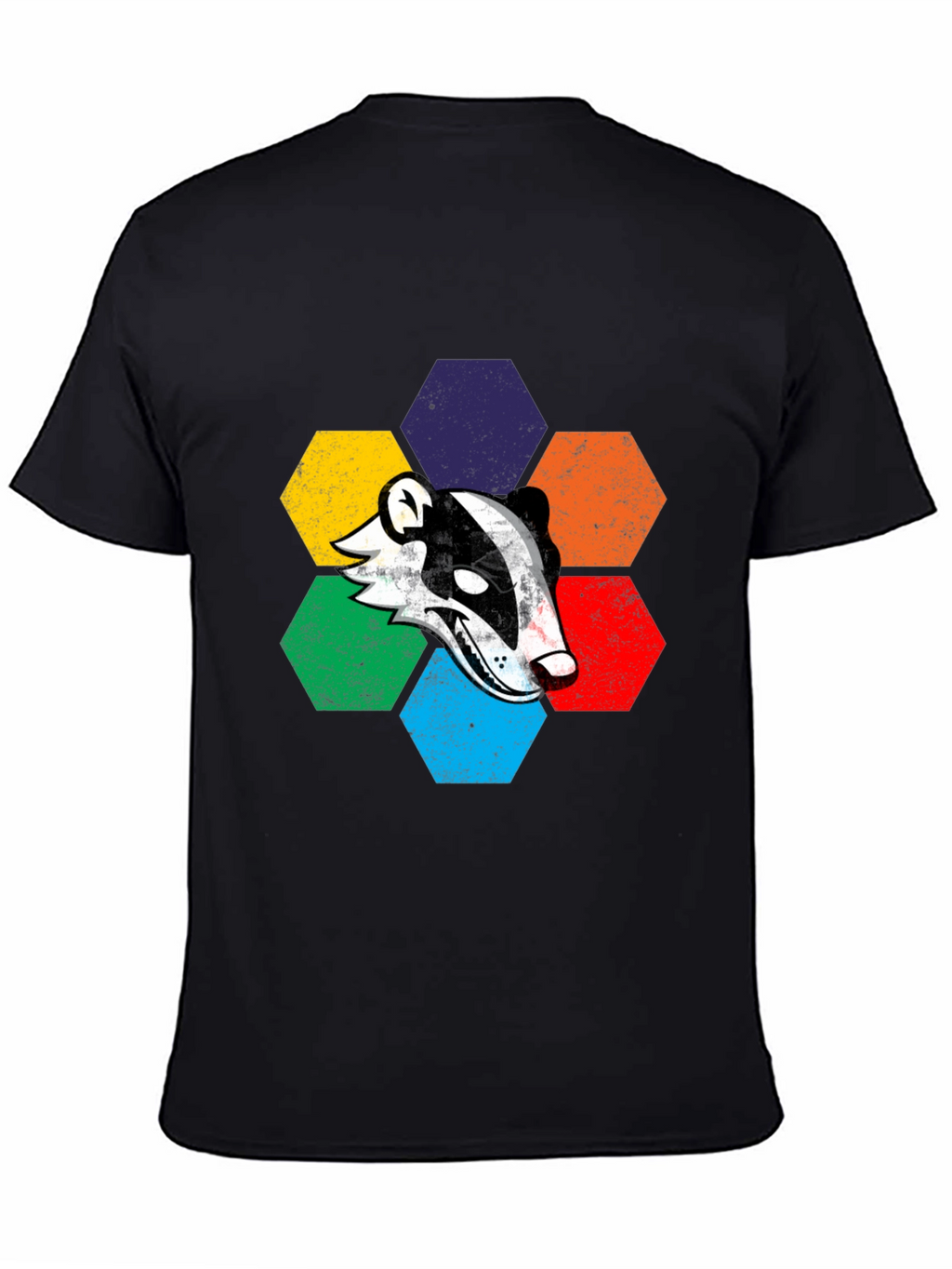 Retro Badger Hexagon Graphic T-Shirt