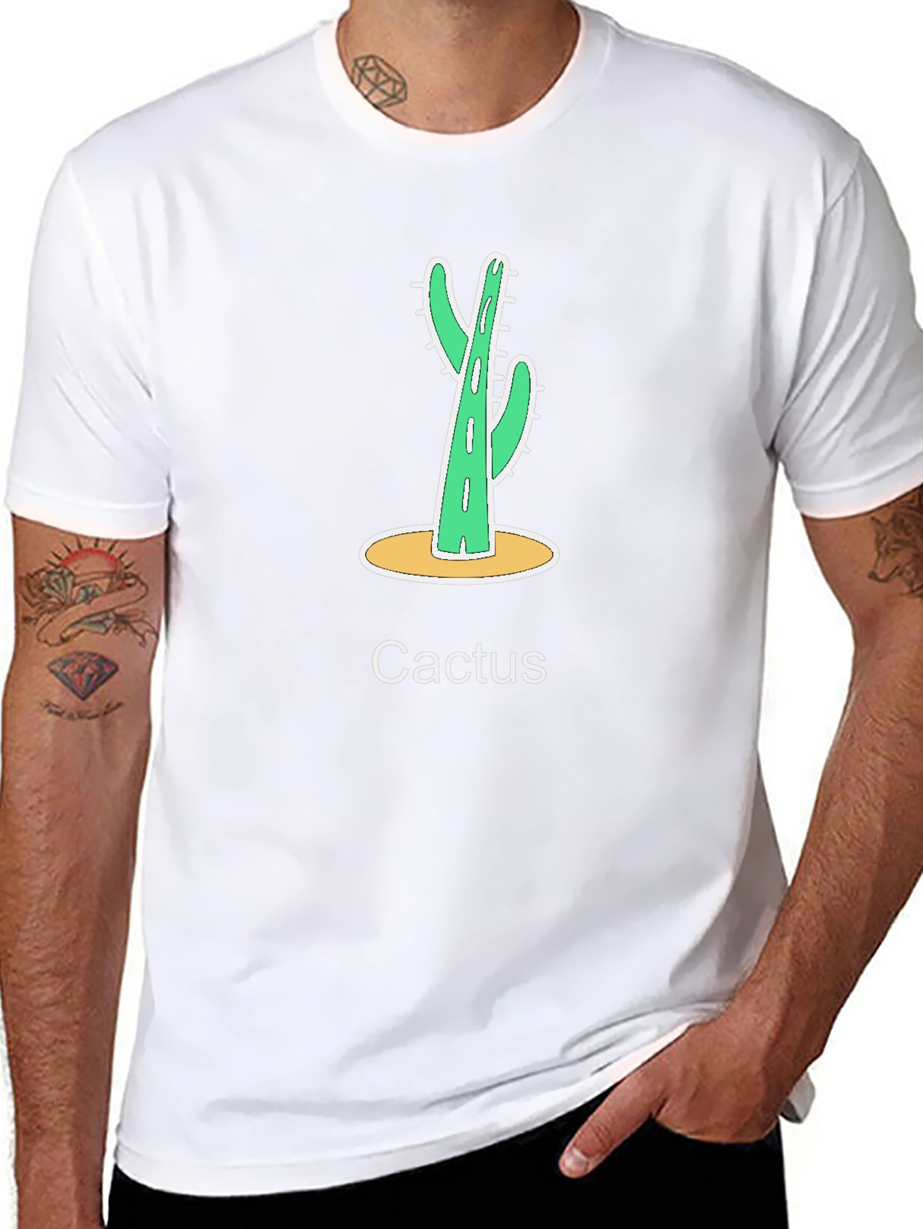 Cactus Graphic Print Black T-Shirt