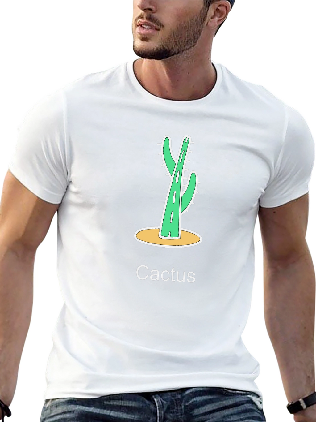Cactus Graphic Print Black T-Shirt