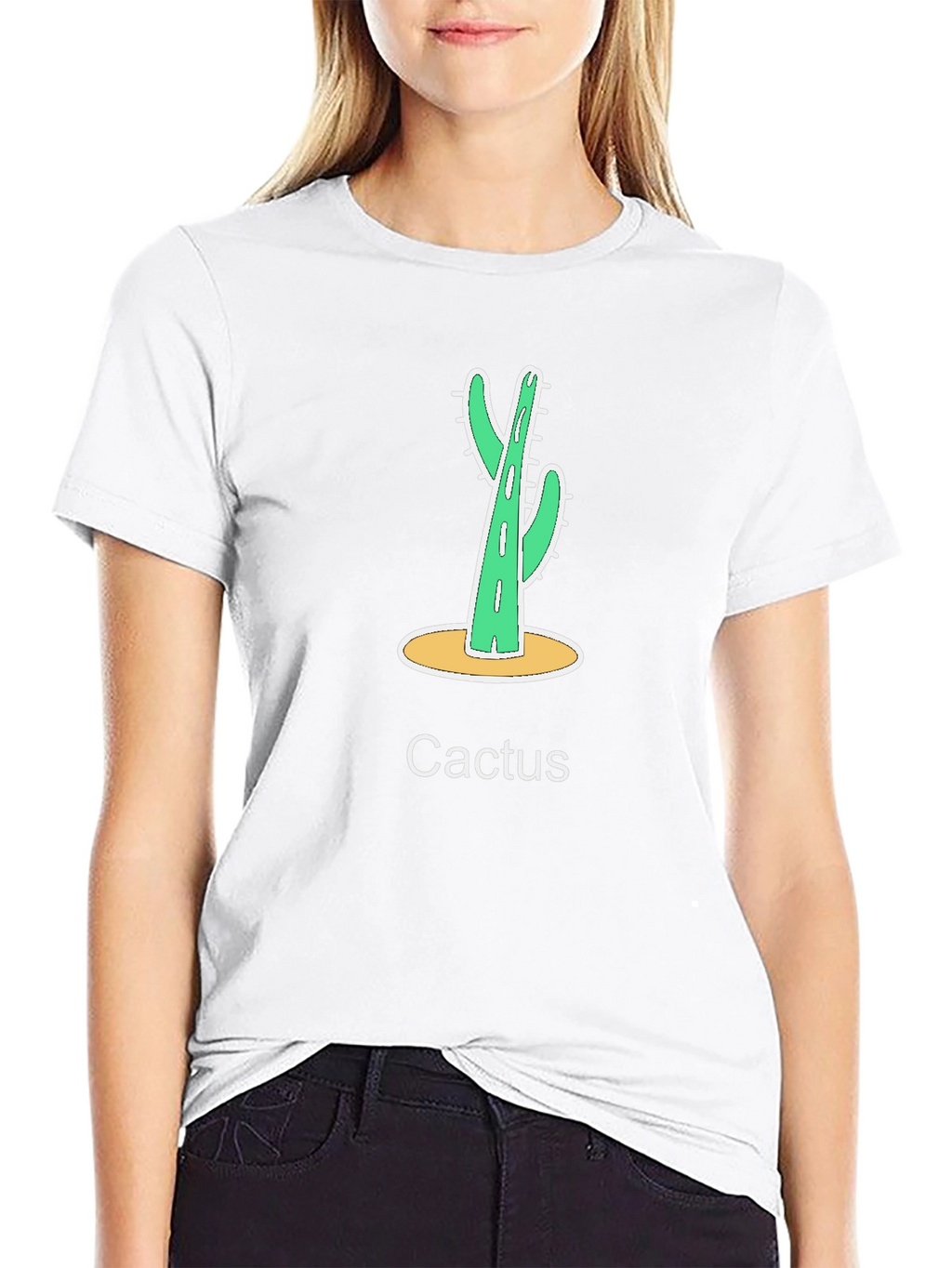 Cactus Graphic Print Black T-Shirt