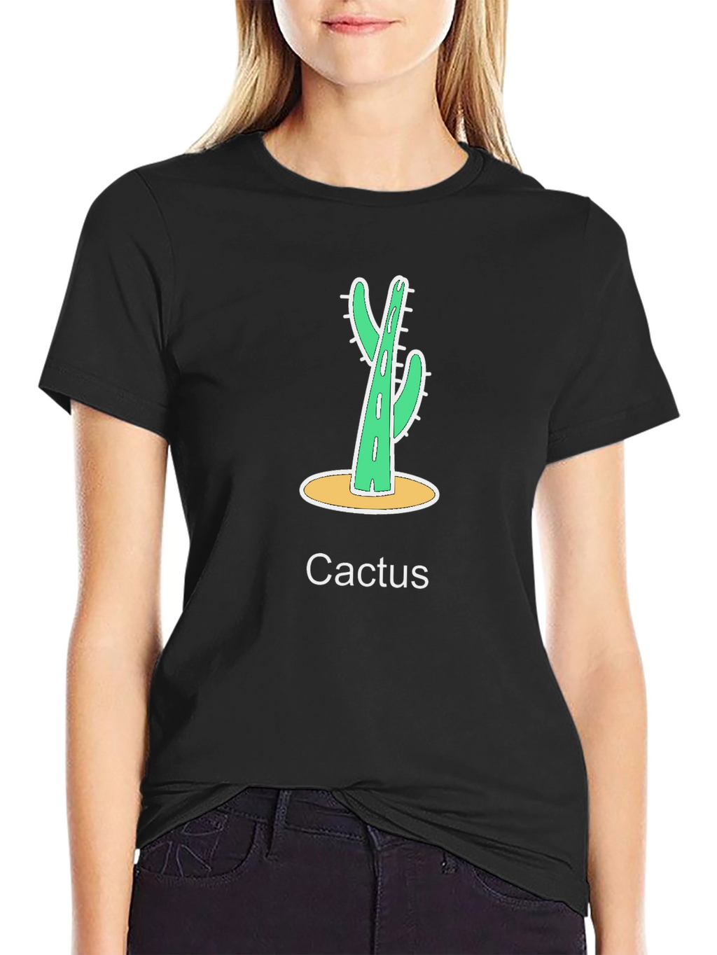 Cactus Graphic Print Black T-Shirt