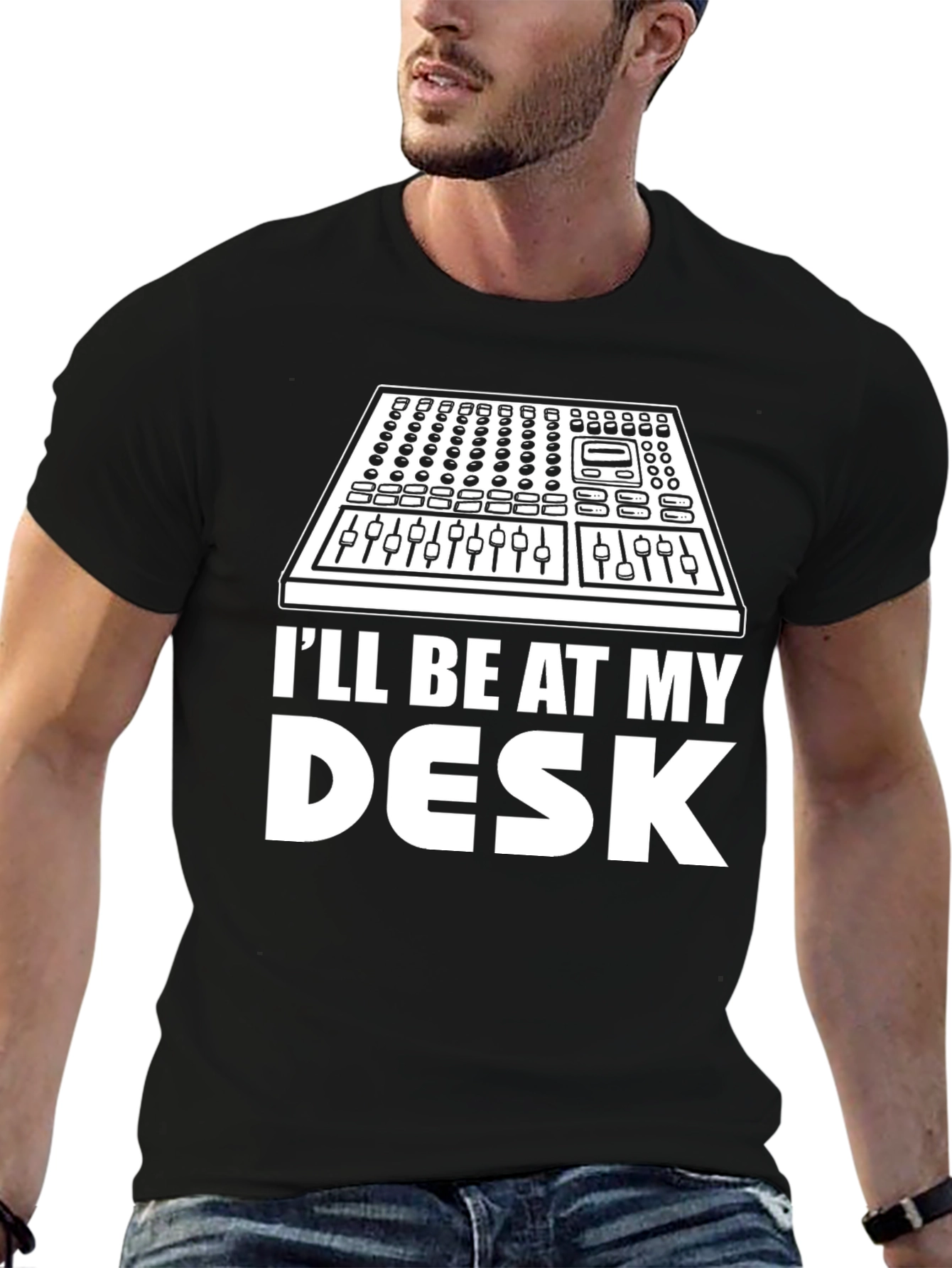 DJ Mixer T-Shirt - Ill Be At My Desk Funny Music Tee