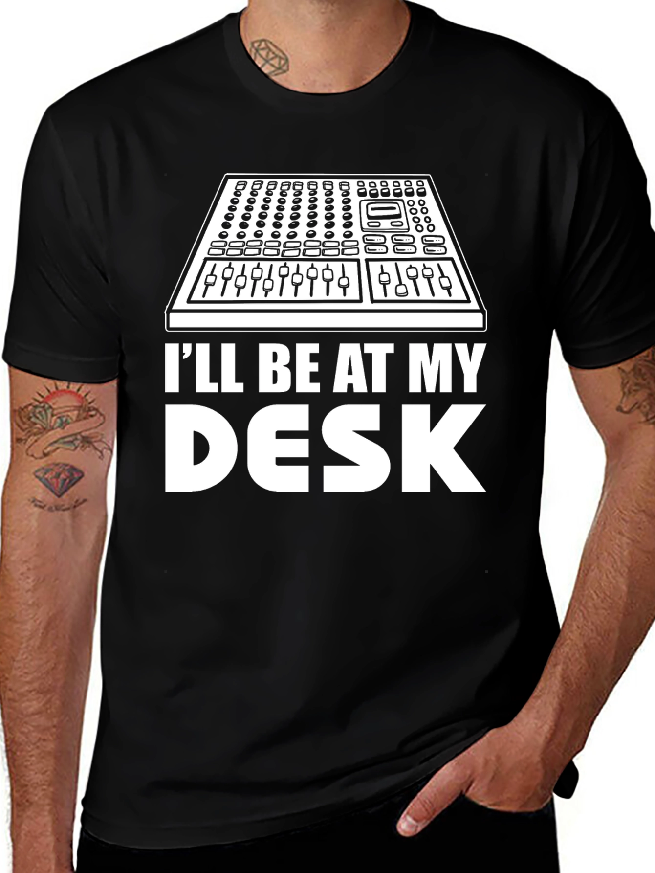 DJ Mixer T-Shirt - Ill Be At My Desk Funny Music Tee