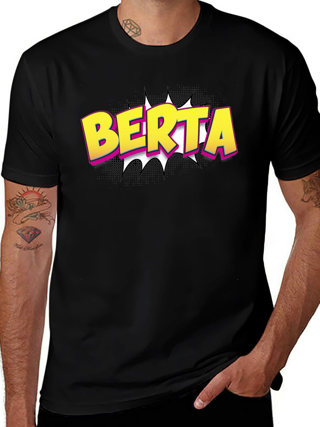 BERTA Comic Style Black T-Shirt