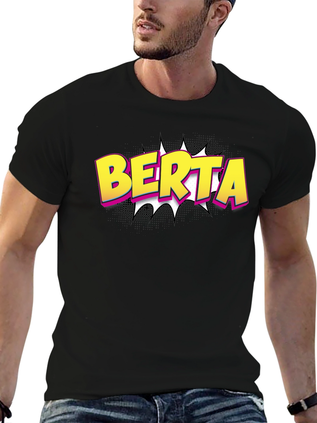 BERTA Comic Style Black T-Shirt